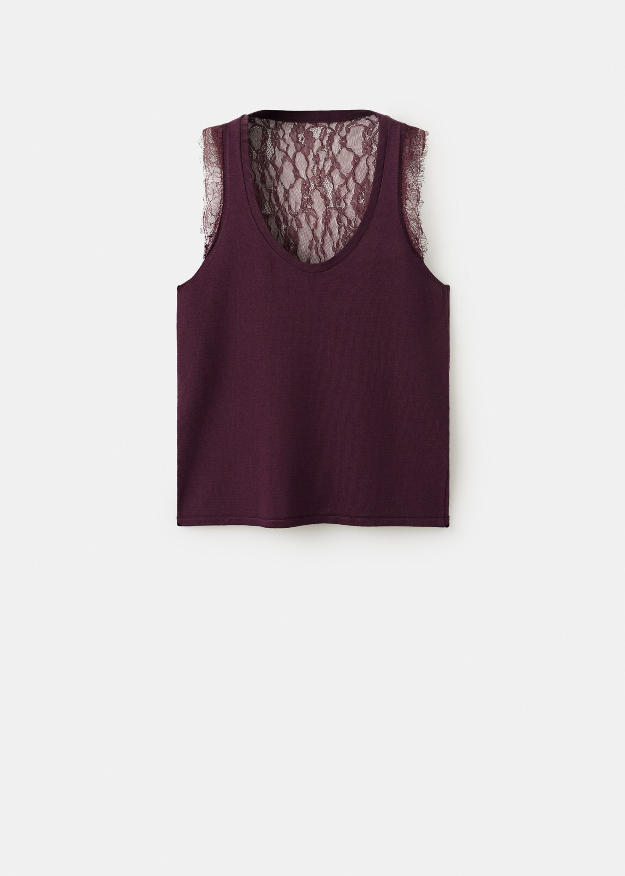 Knit top with lace back - Article without model, Purple. Ref: 27027167-00.