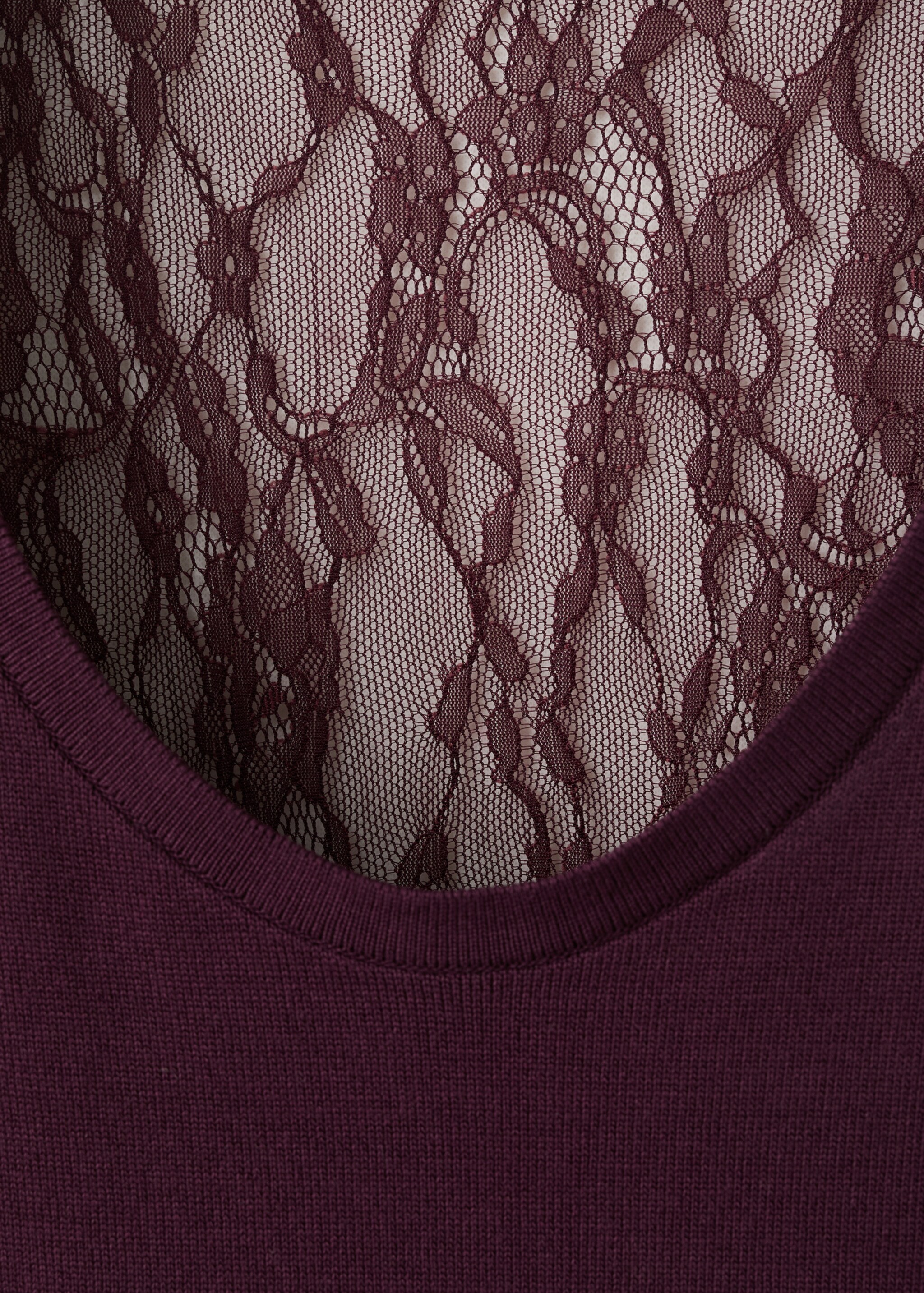 Knit top with lace back - Details of the article 8, Purple. Ref: 27027167-00.