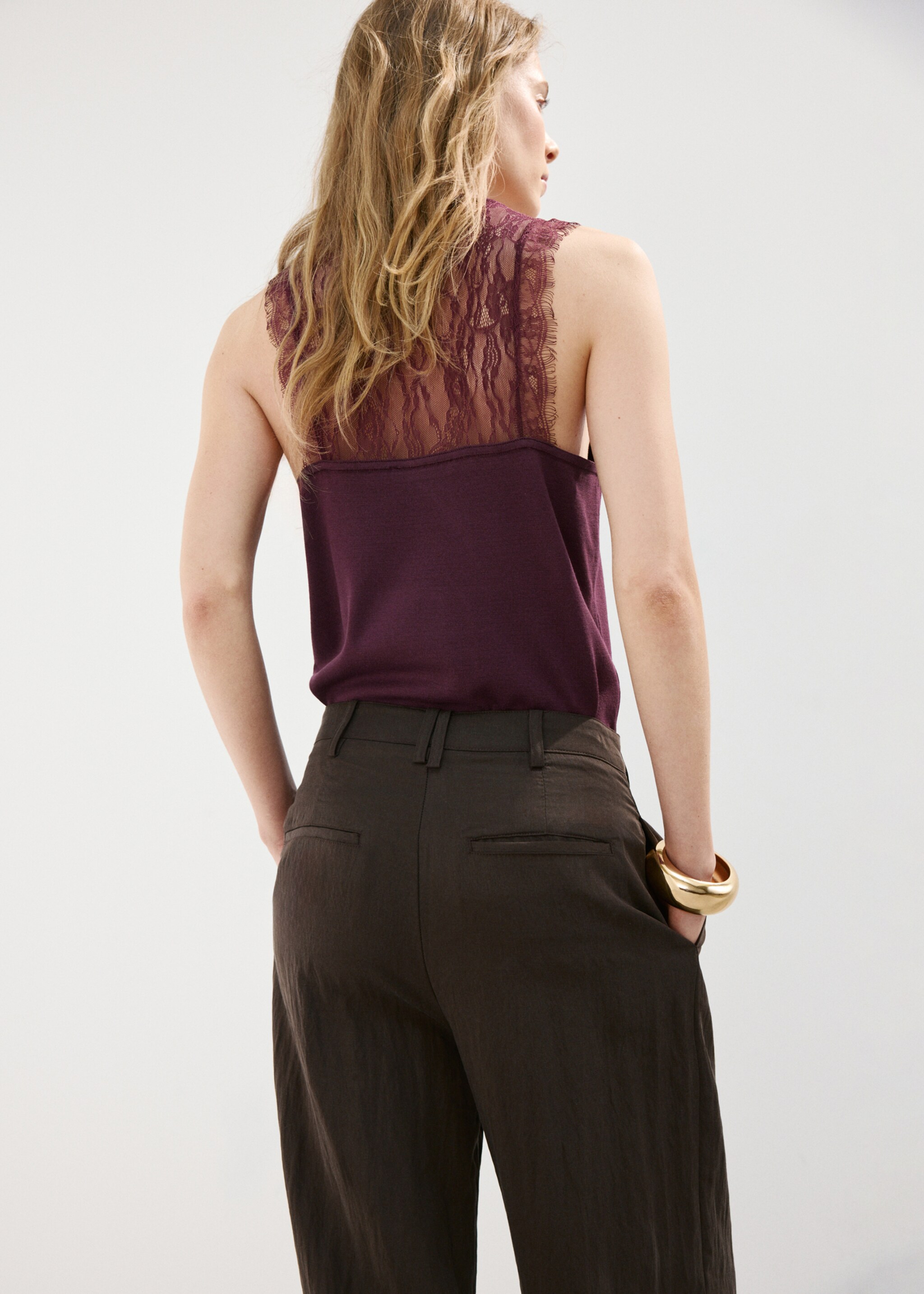 Lace back knit top - Reverse of the article, Purple. Ref: 27027167-00.