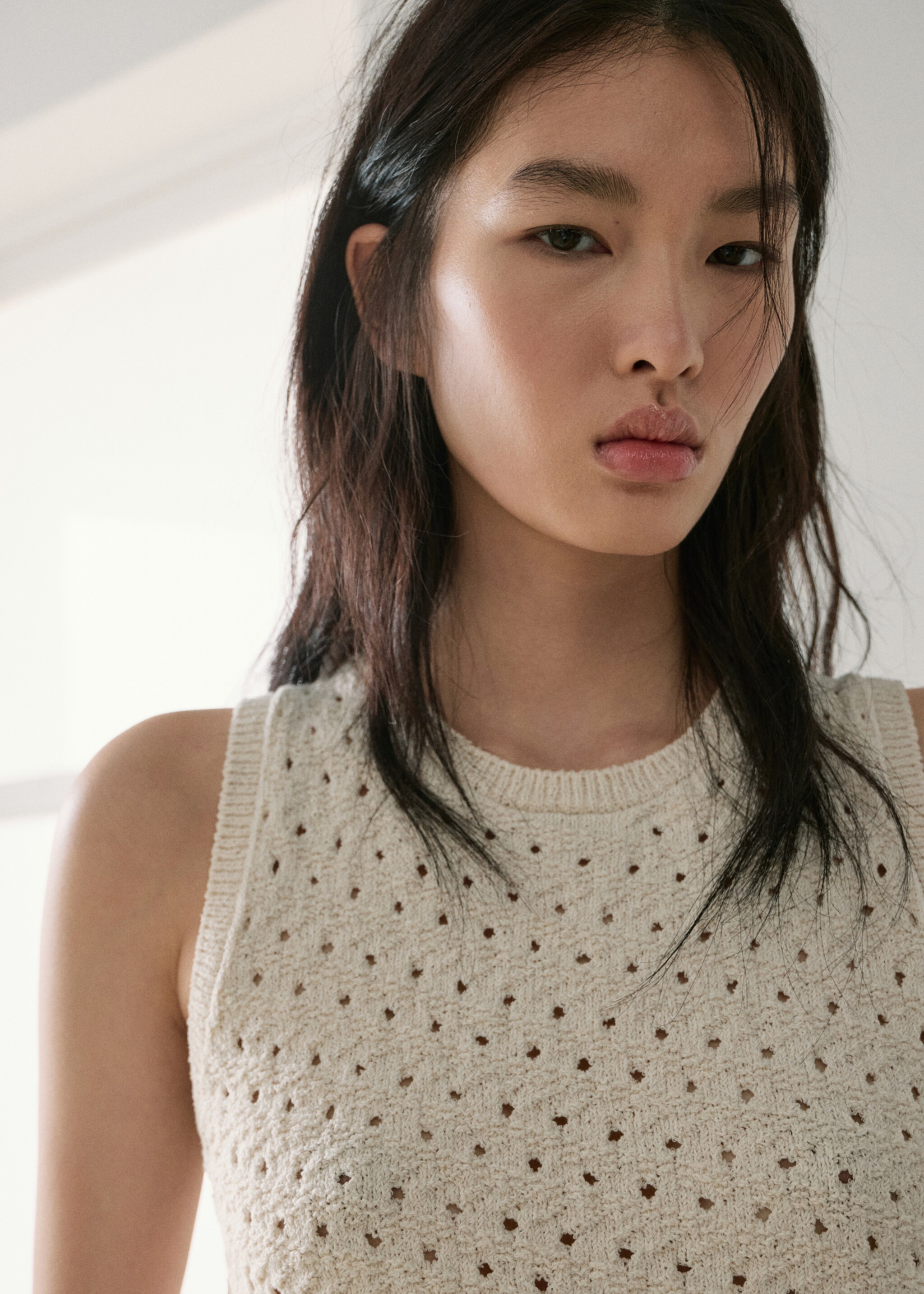 Top à bretelles détails en dentelle - Détail de l'article 1, Écru. Ref: 27027168-00.