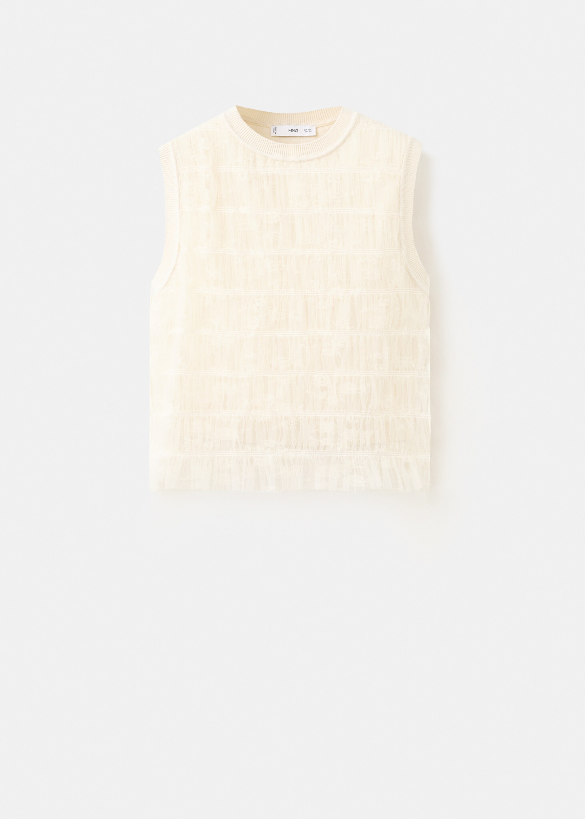 Ruffle knit top - Article without model, Ecru. Ref: 27027169-00.