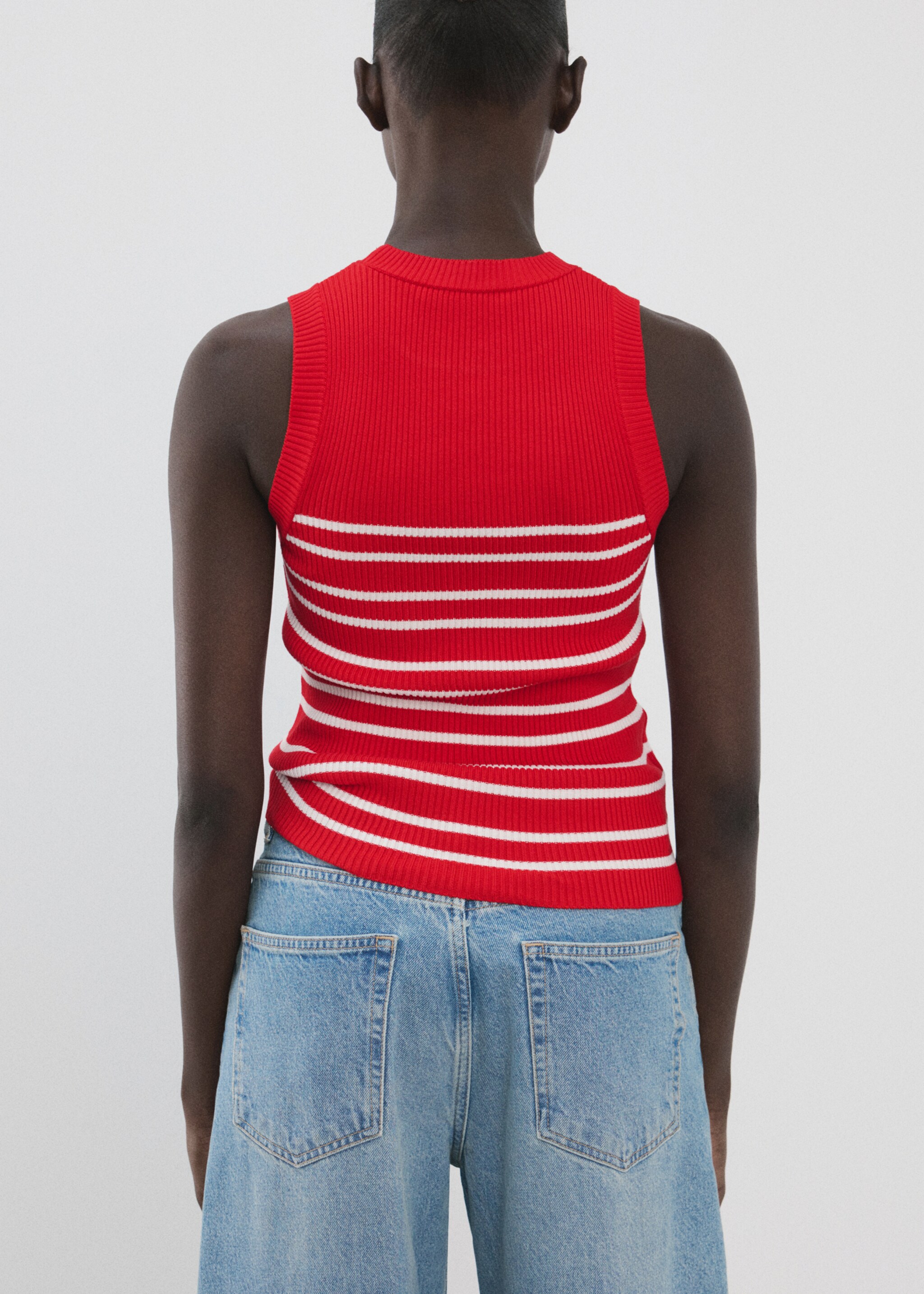 Gestreepte gebreide top - Achterkant van het artikel, Rood. Ref: 27027170-00.