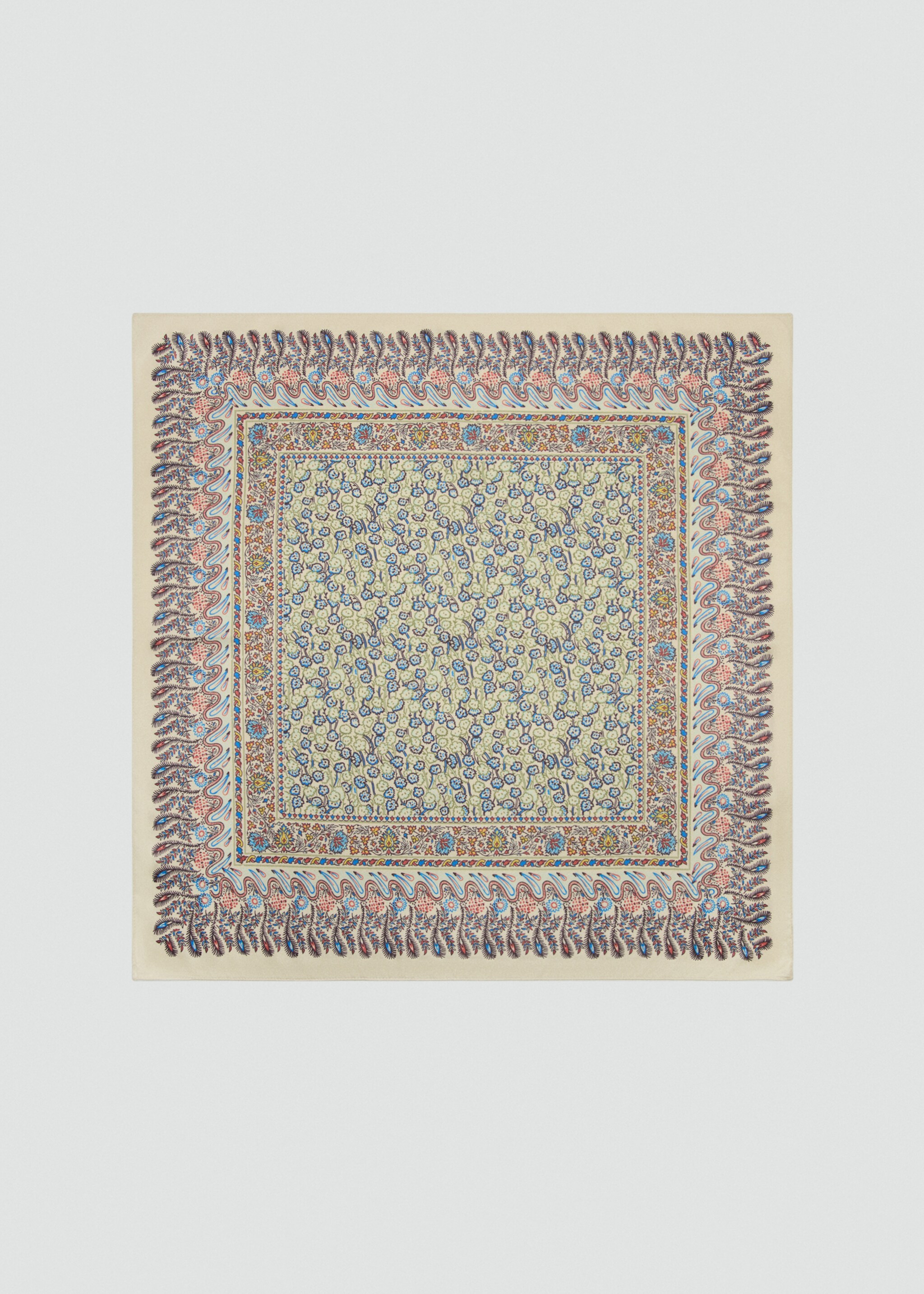 Платок с цветочным принтом - Изделие без модели, Экрю. Ref: 27027785-00.