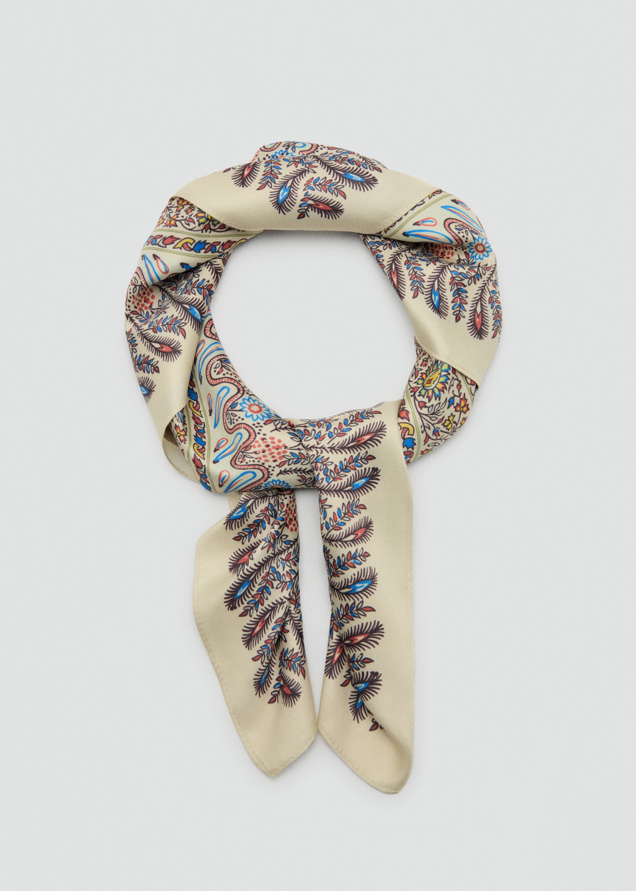 Платок с цветочным принтом - Деталь изделия 1, Экрю. Ref: 27027785-00.