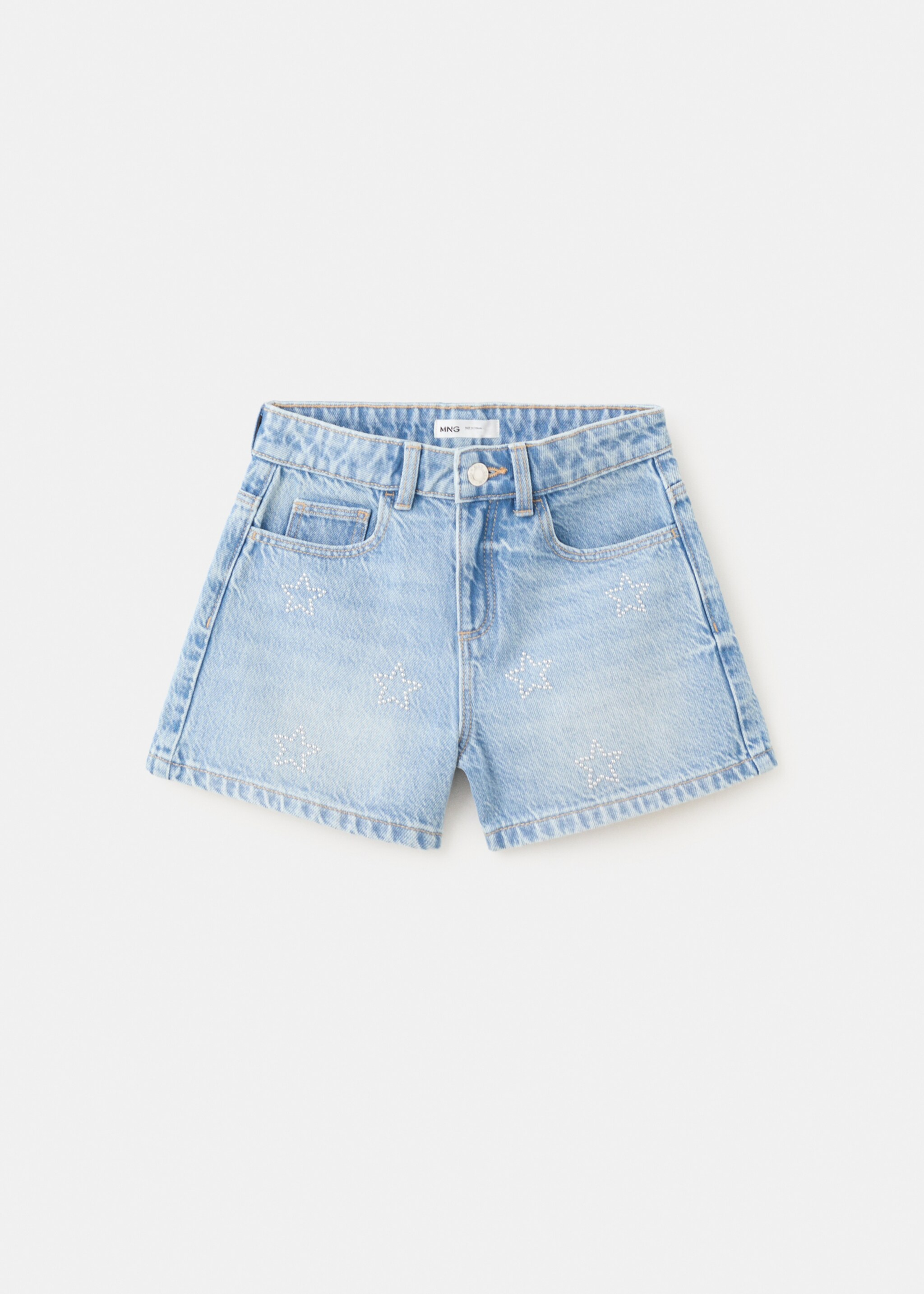 Short en jean à clous - Article sans modèle, Bleu moyen. Ref: 27027786-00.