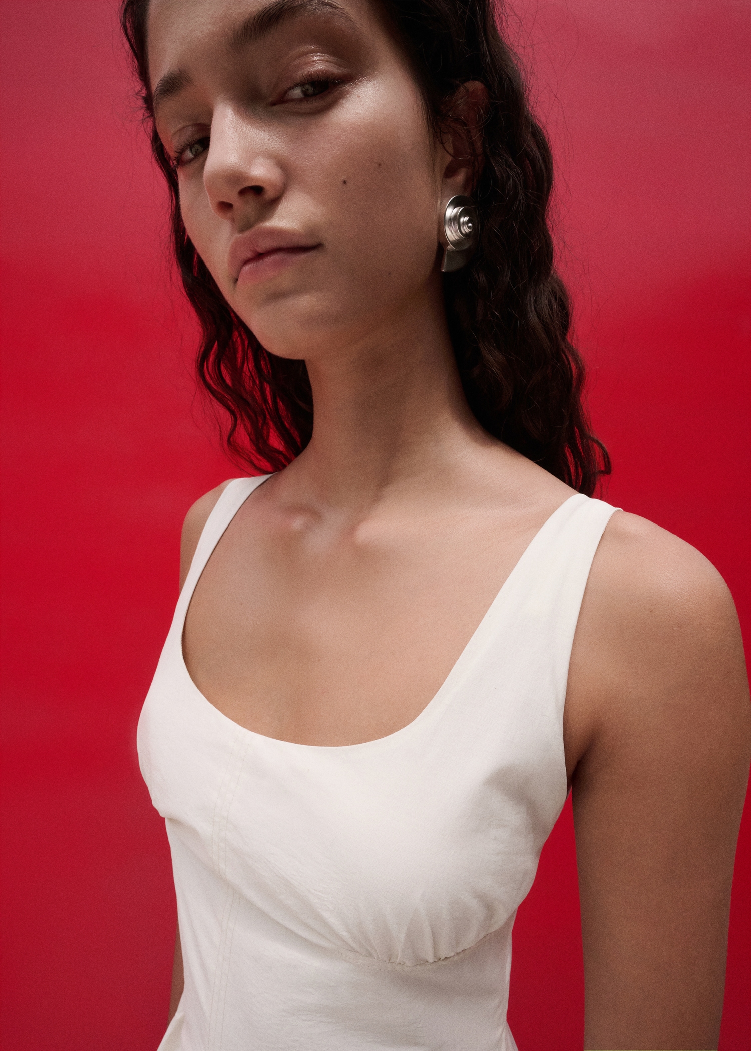 Midi A-line dress with ruching - Details of the article 6