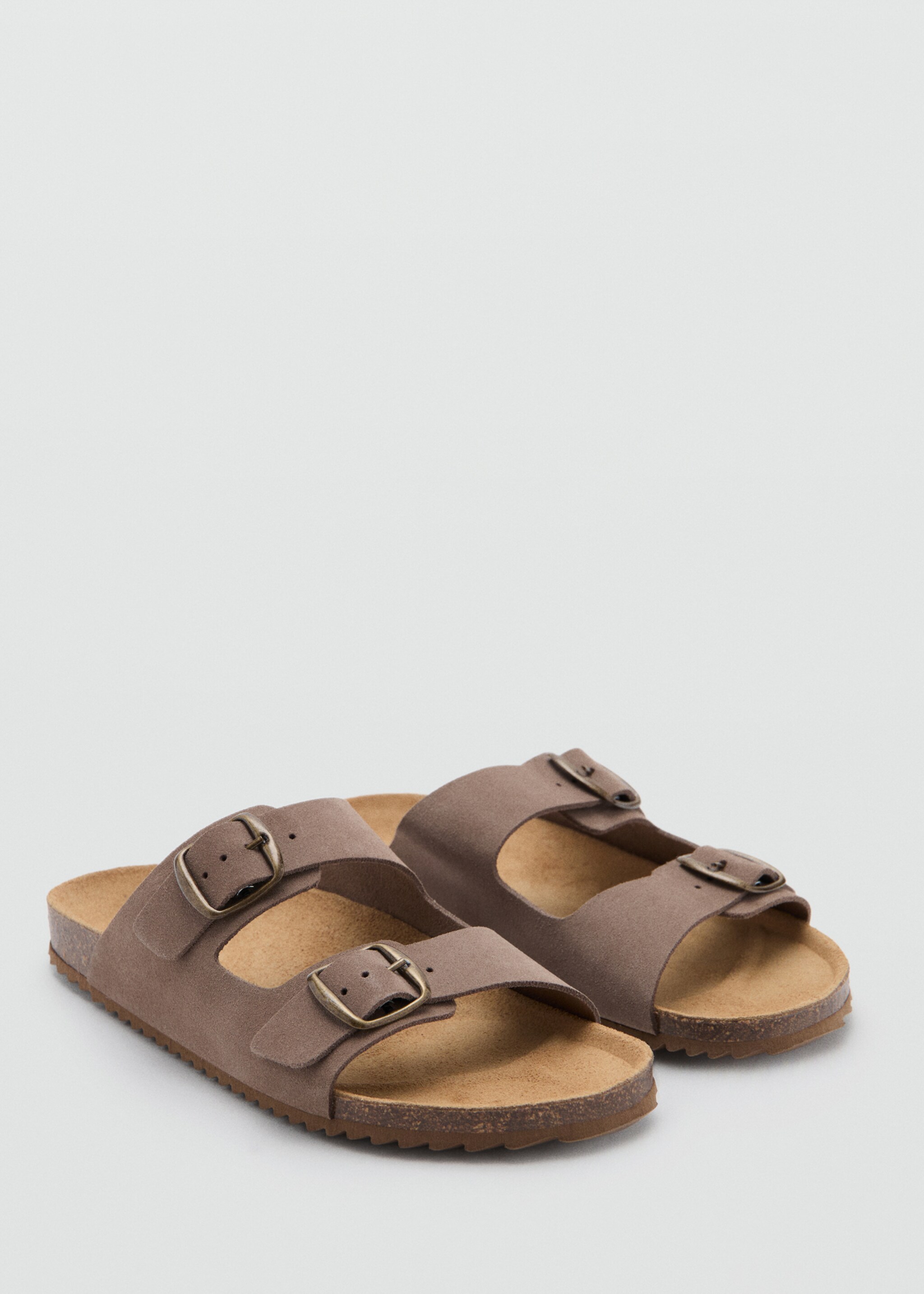 Sandales cuir boucles - Plan moyen, Marron moyen. Ref: 27027894-00.