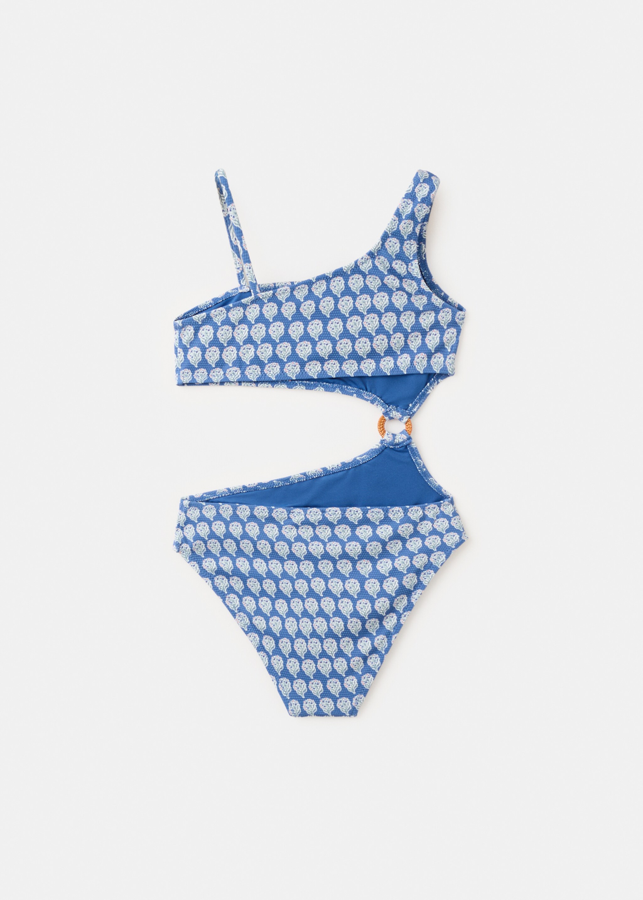 Maillot de bain asymétrique imprimé - Verso de l’article, Bleu marine. Ref: 27027897-00.