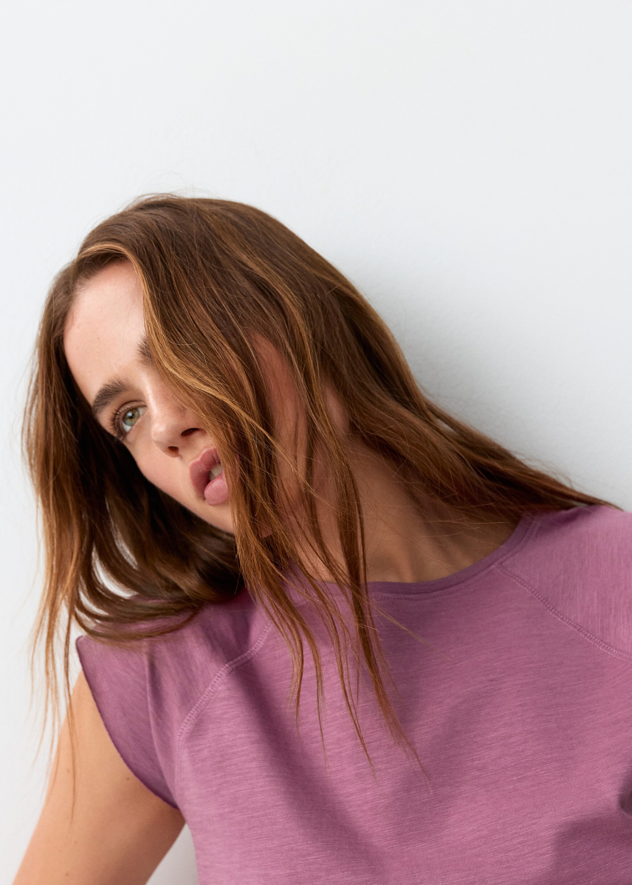 Cropped cotton T-shirt - Details of the article 1, Pink. Ref: 27027907-00.
