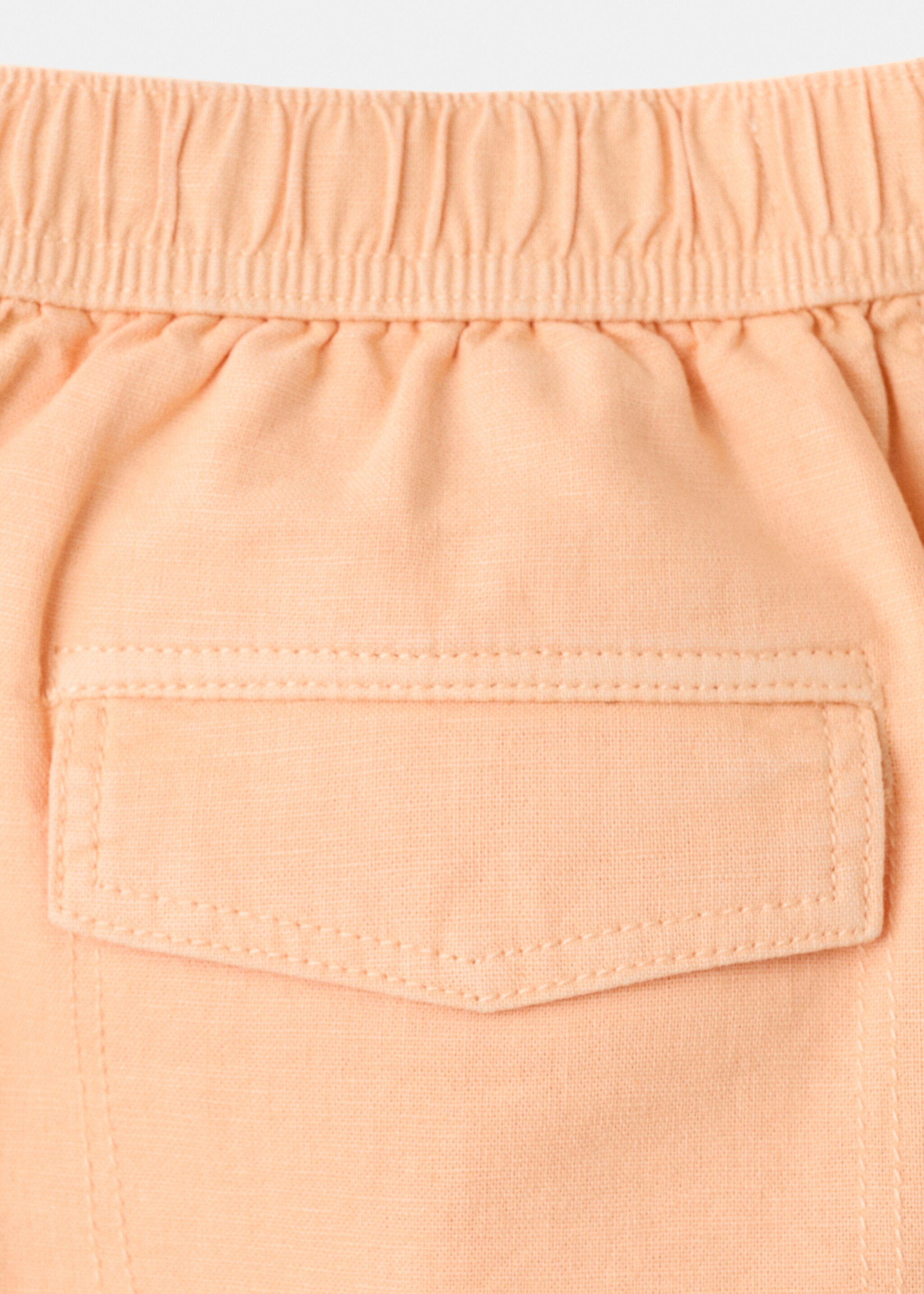 Cotton-linen blend bermuda shorts - Details of the article 0, Peach. Ref: 27027908-00.