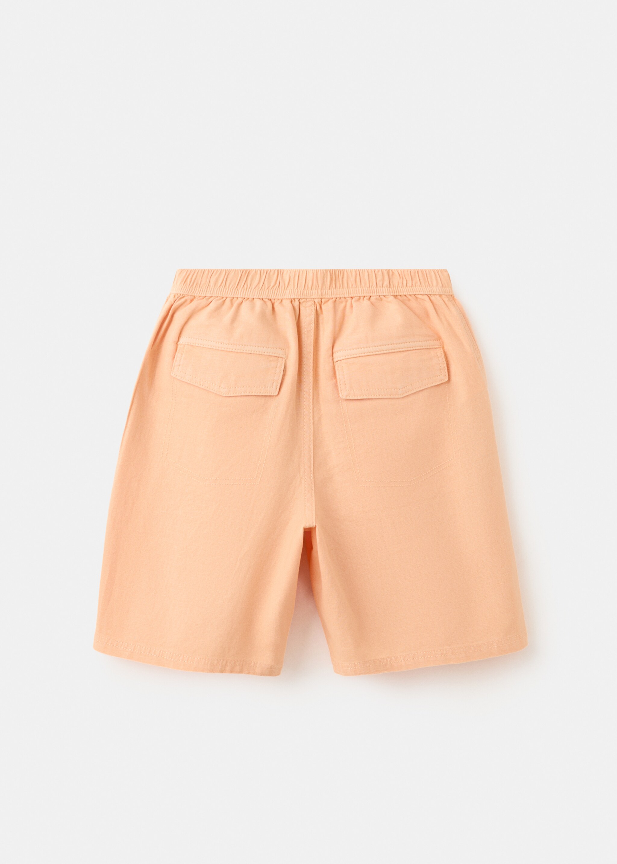 Cotton-linen blend bermuda shorts - Reverse of the article, Peach. Ref: 27027908-00.