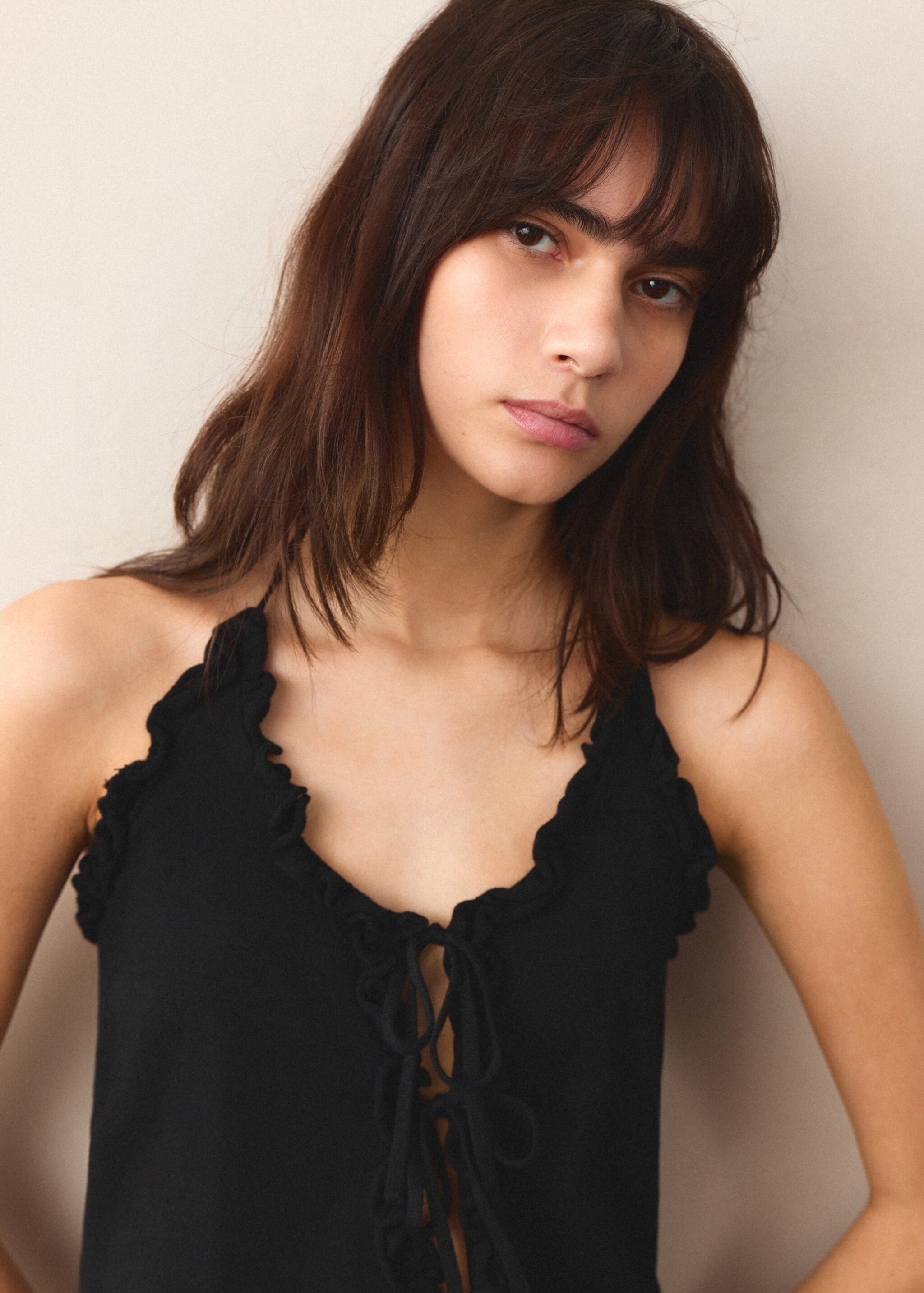 Bows knit top - Details of the article 1, Black. Ref: 27027911-00.