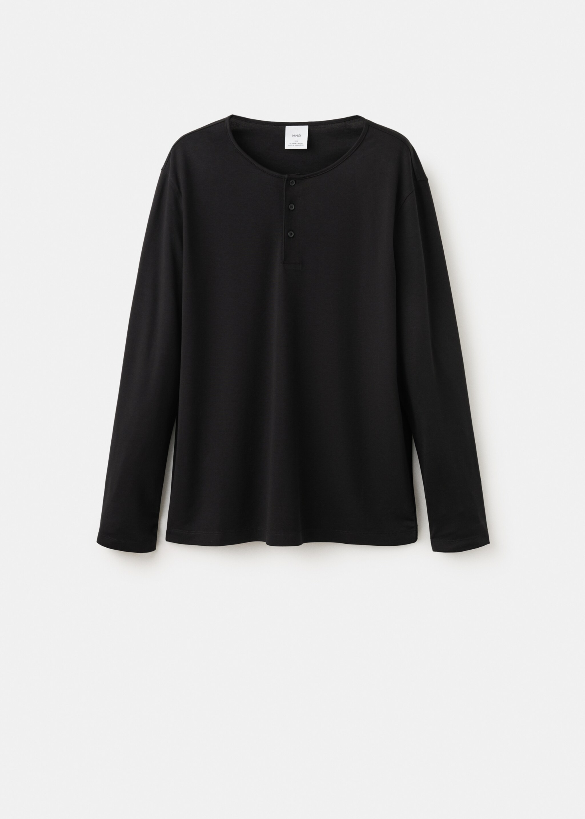 Henley T-shirt - Article without model, Black. Ref: 27027914-00.