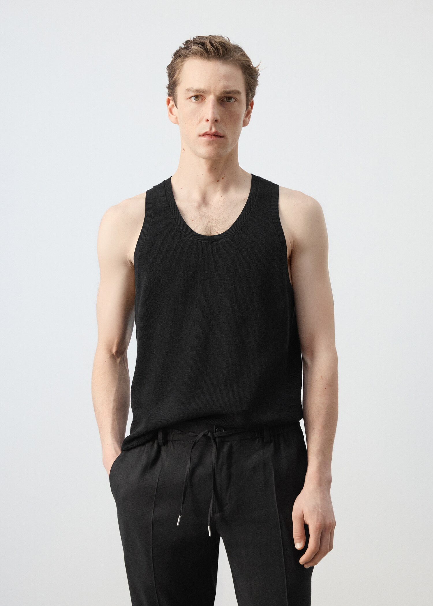Slim-fit cotton tank top - Medium plane