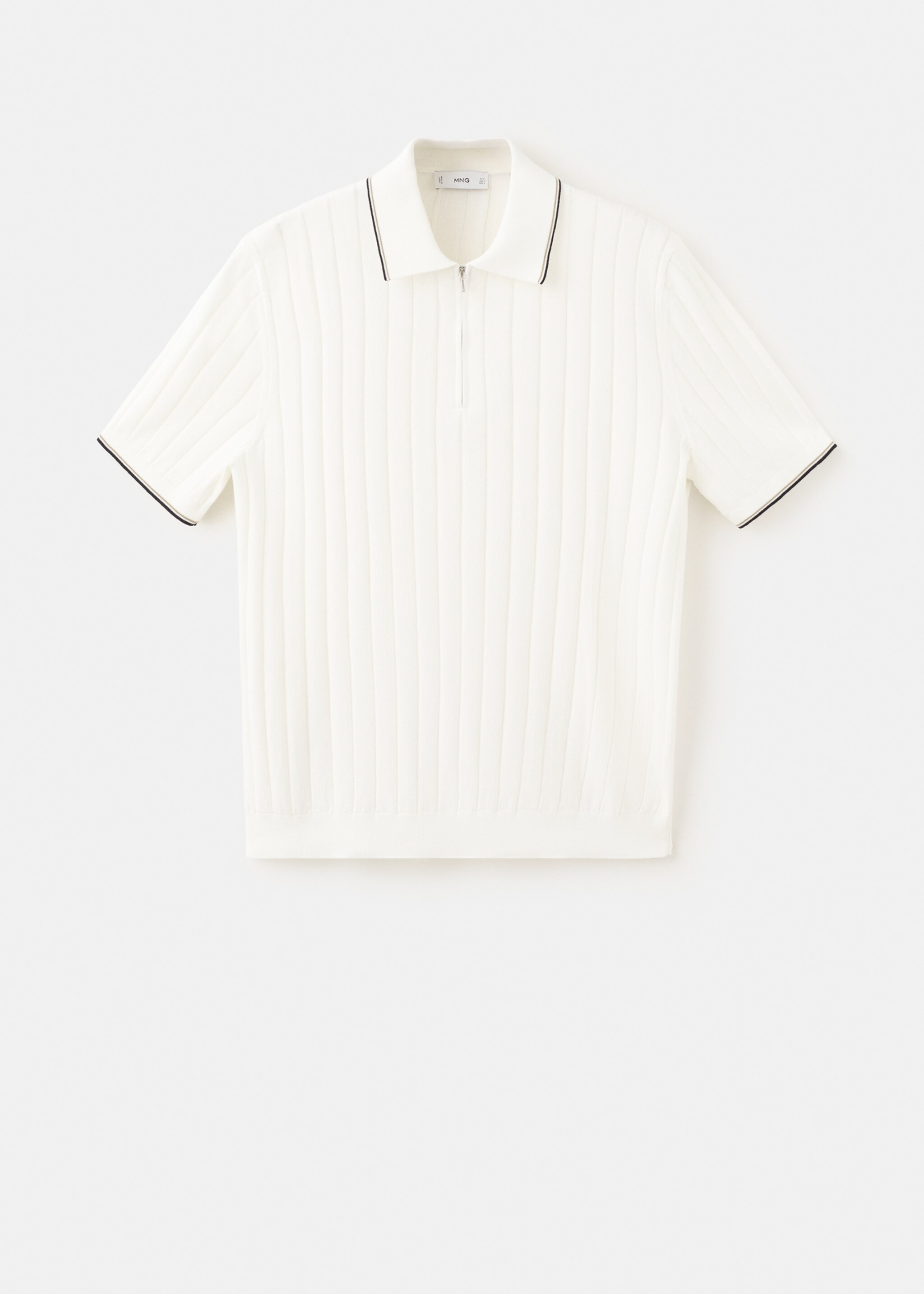 Fine-knit polo shirt with zip - Article without model, Off White. Ref: 27027916-00.