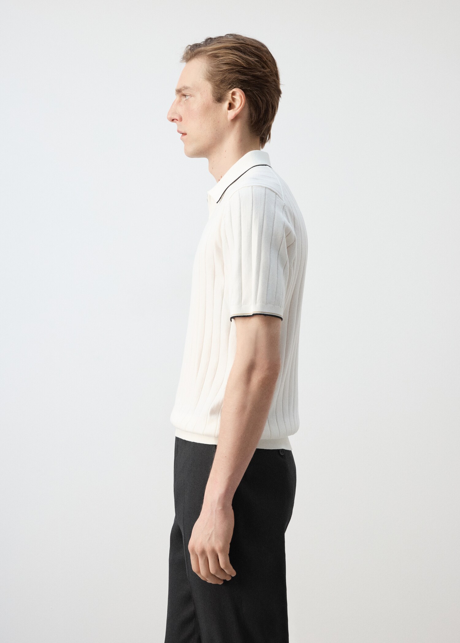Fine-knit polo shirt with zip - Details of the article 2