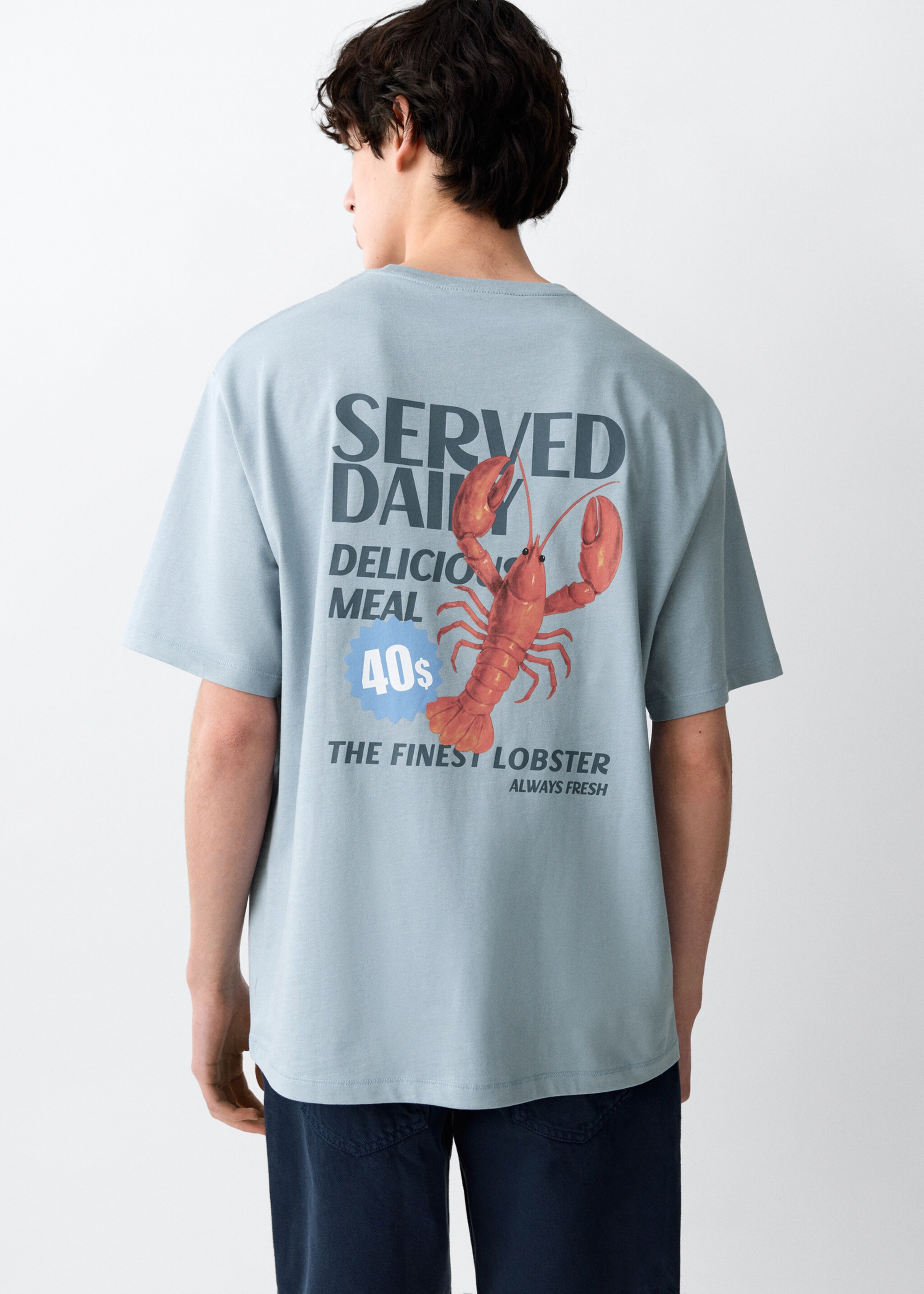 Printed cotton-blend t-shirt - Reverse of the article, Blue. Ref: 27027933-00.