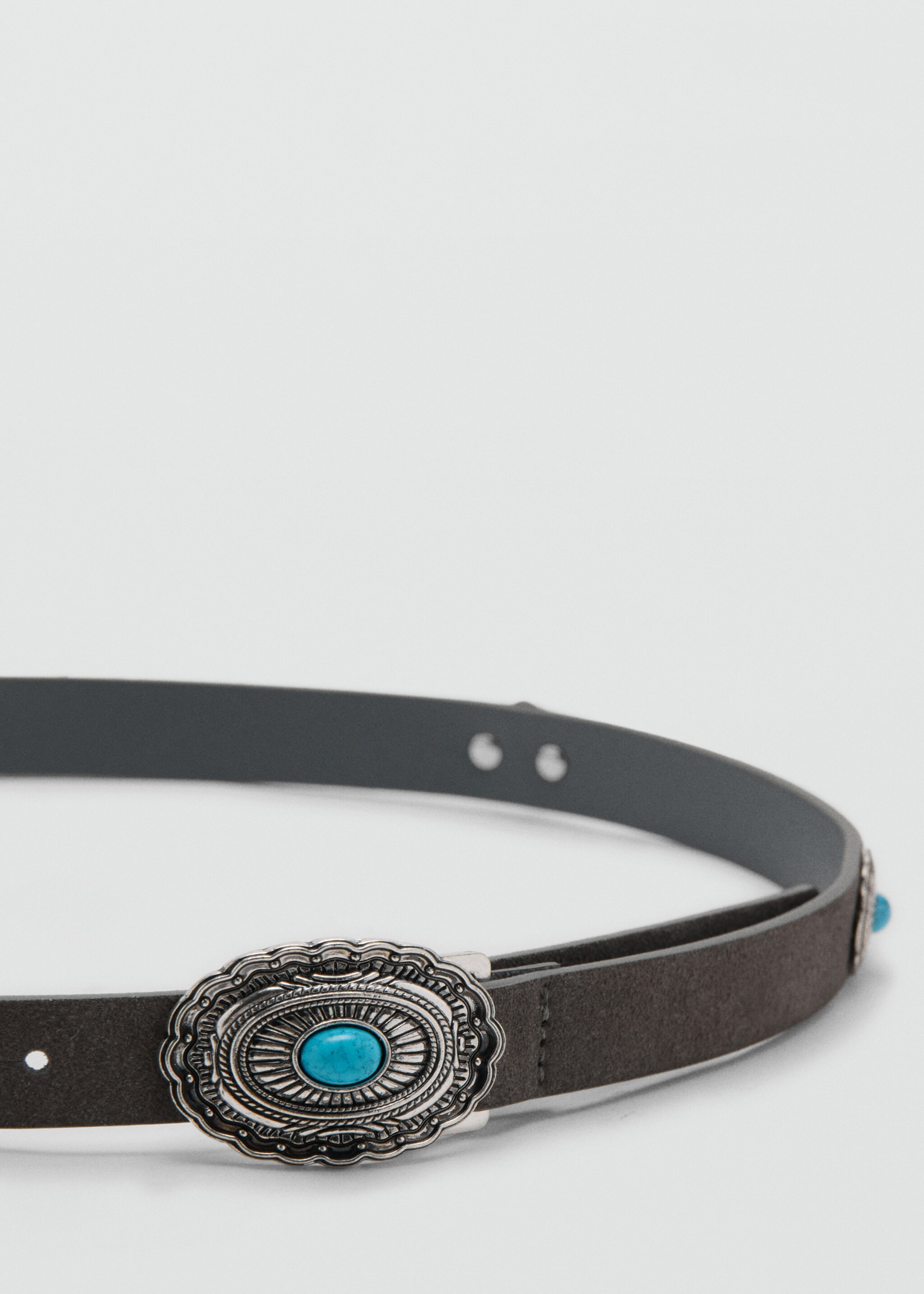 Gürtel mit gravierter Schnalle - Mittlere Ansicht, Grau. Ref: 27027937-00.