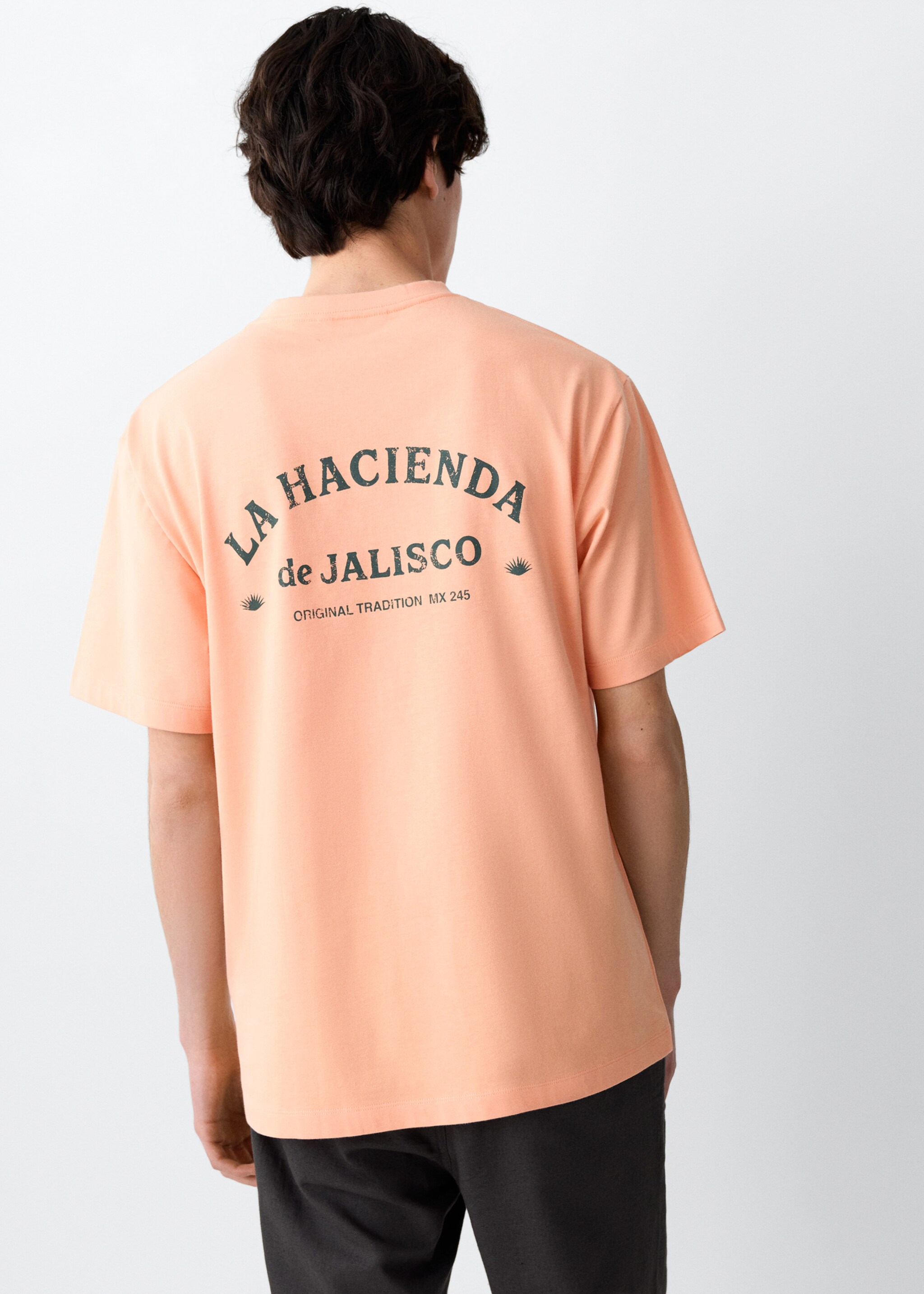 Printed cotton-blend t-shirt - Reverse of the article, Orange. Ref: 27027939-00.