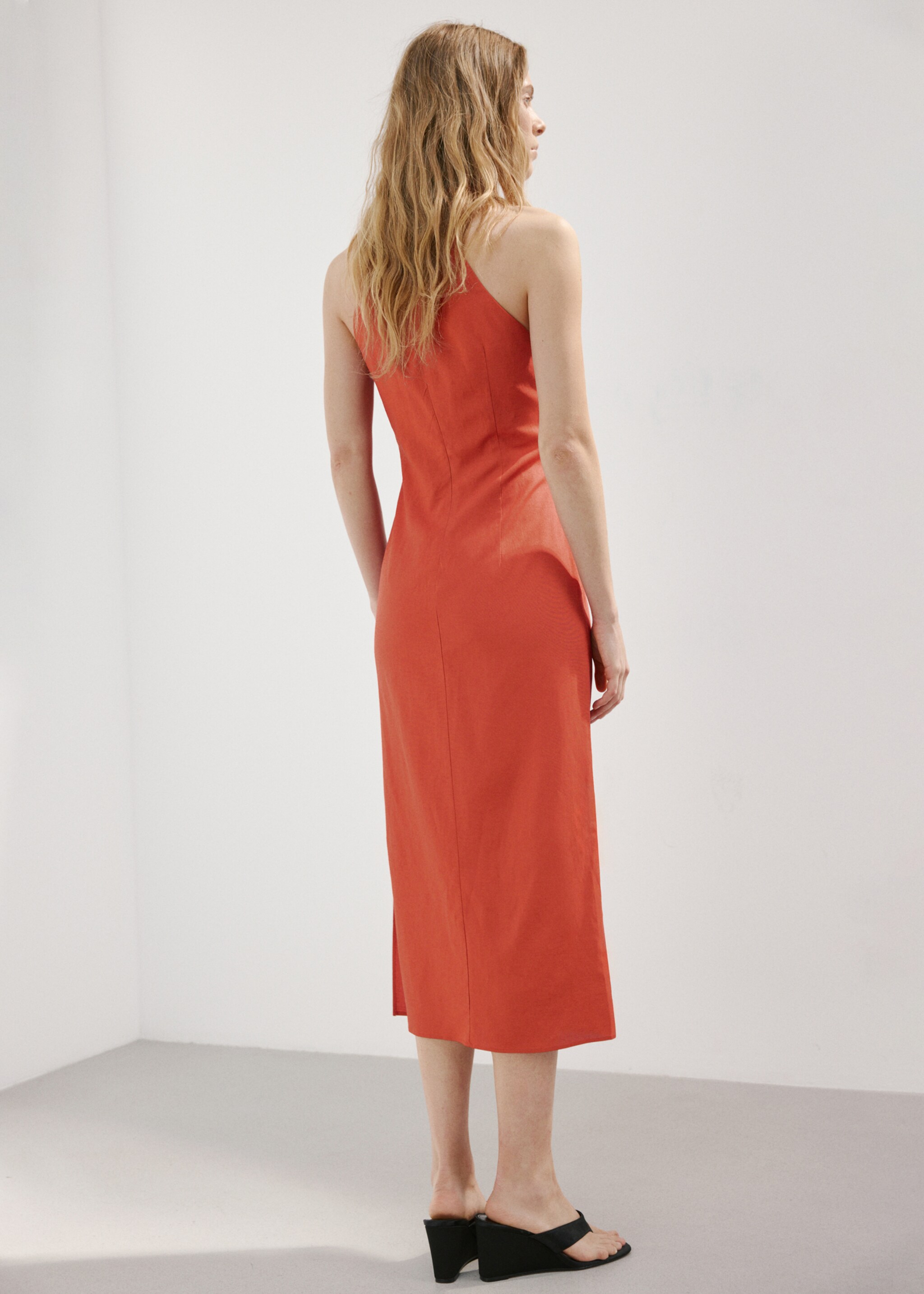 Draped midi-dress - Reverse of the article, Orange. Ref: 27027942-00.