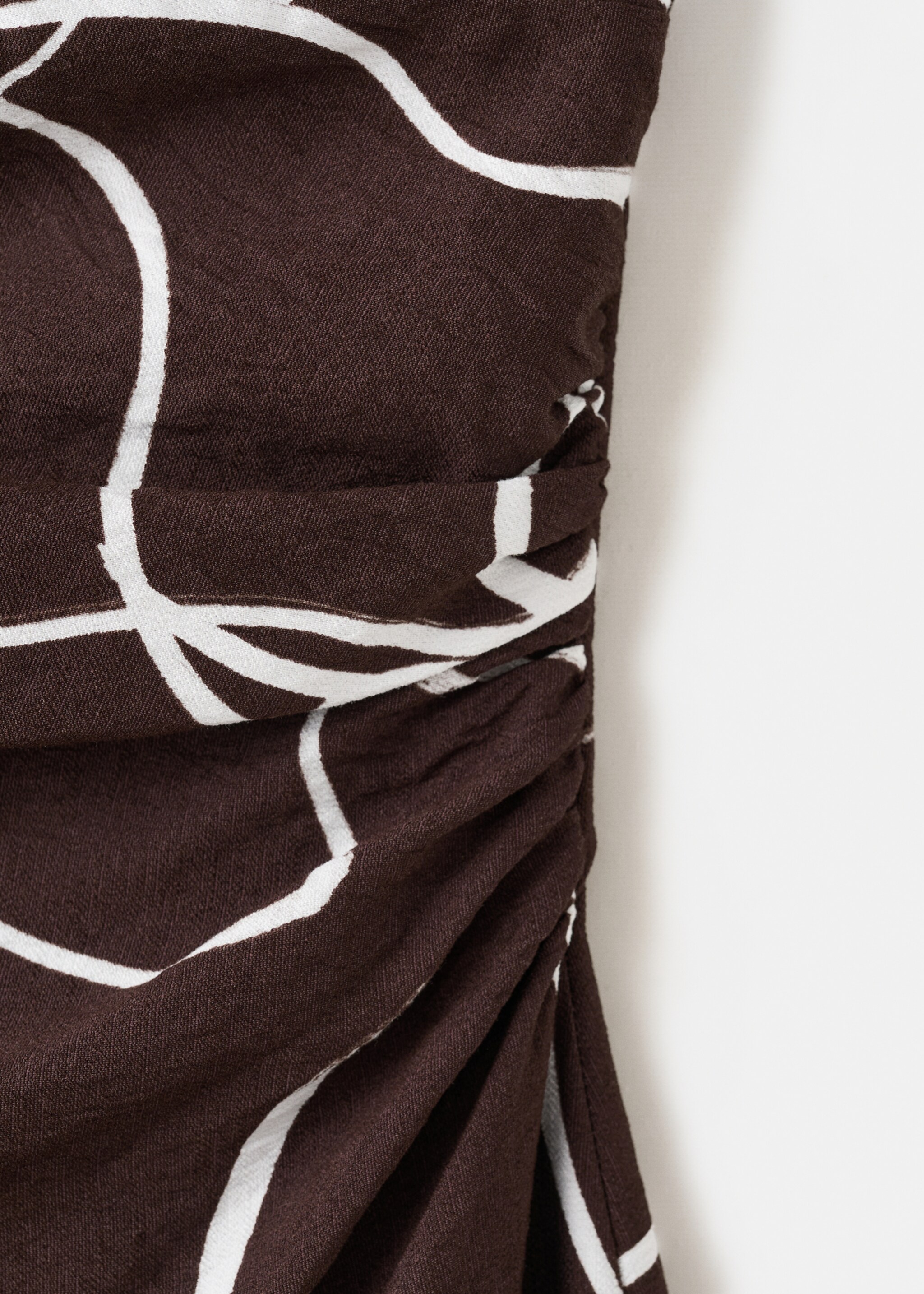 Printed ruched dress - Details of the article 8, Brown. Ref: 27027943-00.