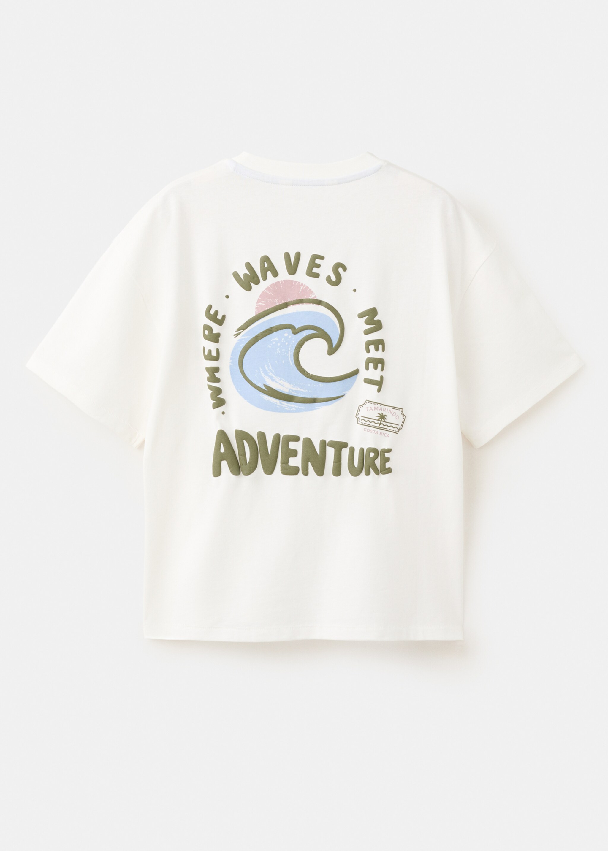 T-shirt en coton imprimé - Verso de l’article, Blanc cassé. Ref: 27028270-00.