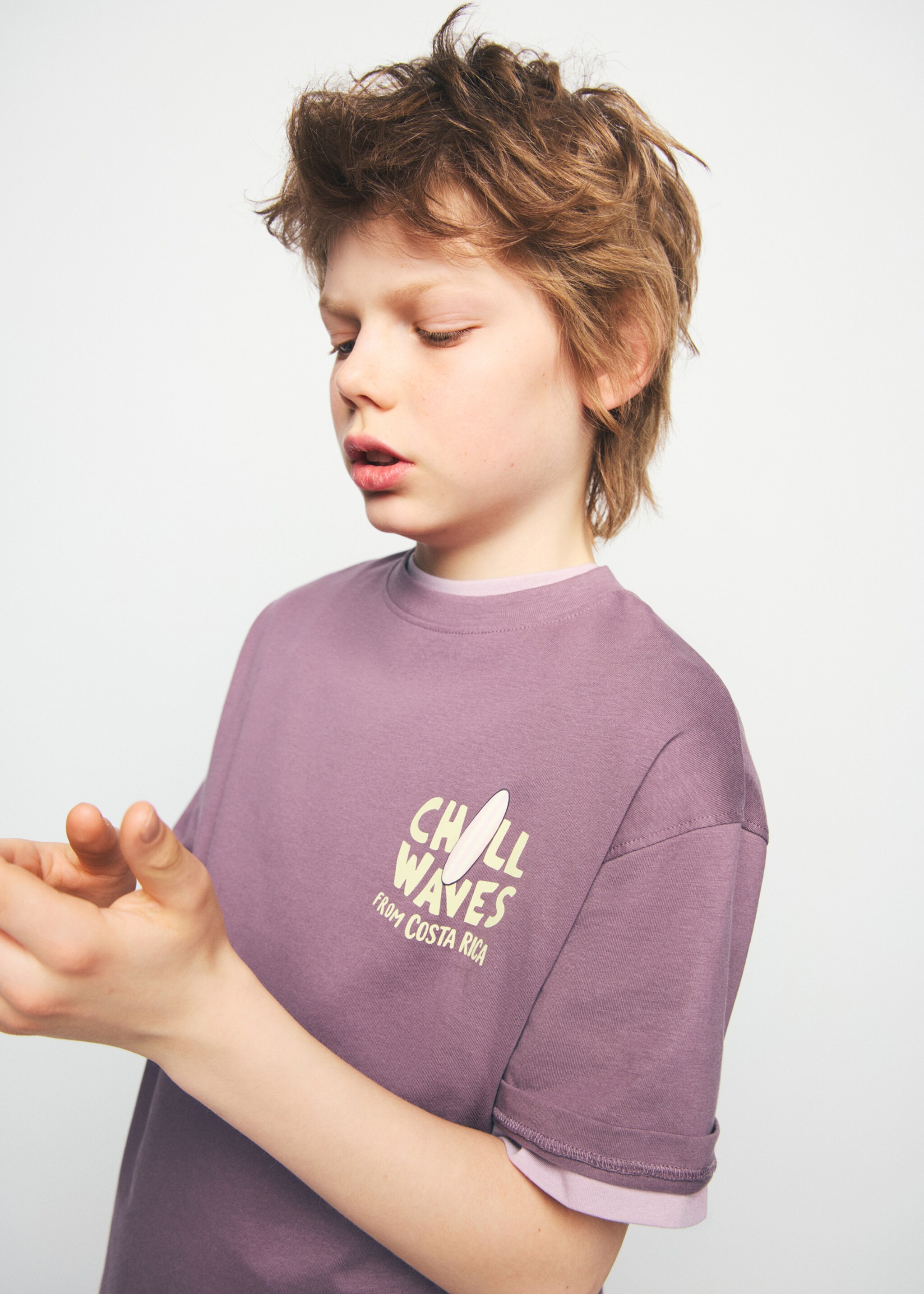 T-shirt en coton imprimé - Plan moyen, Violet clair/pastel. Ref: 27028271-00.