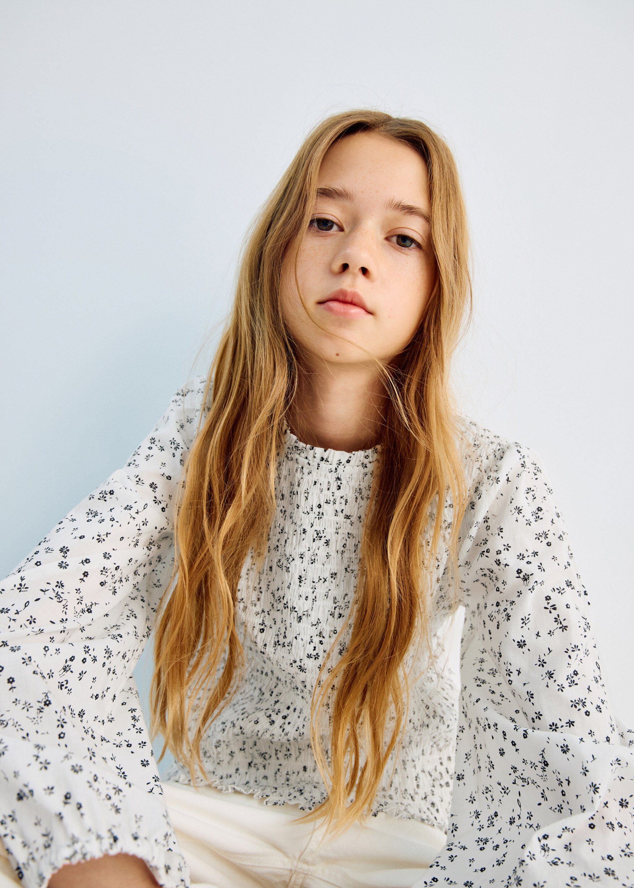 Floral cotton blouse - Medium plane, White. Ref: 27031175-00.