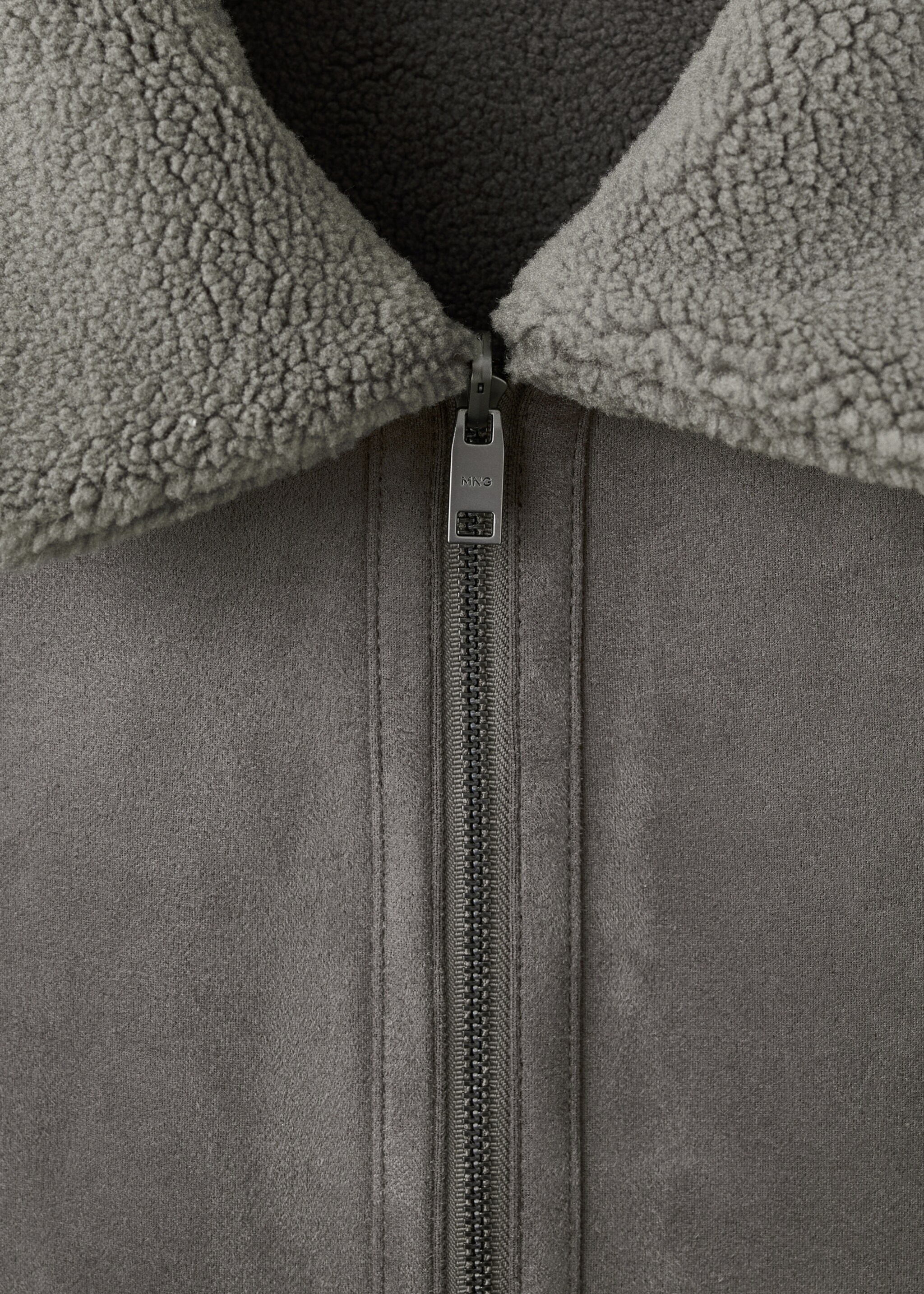 Double face jacket with fleece lining - Details of the article 8, Medium Heather Grey. Ref: 27031176-00.