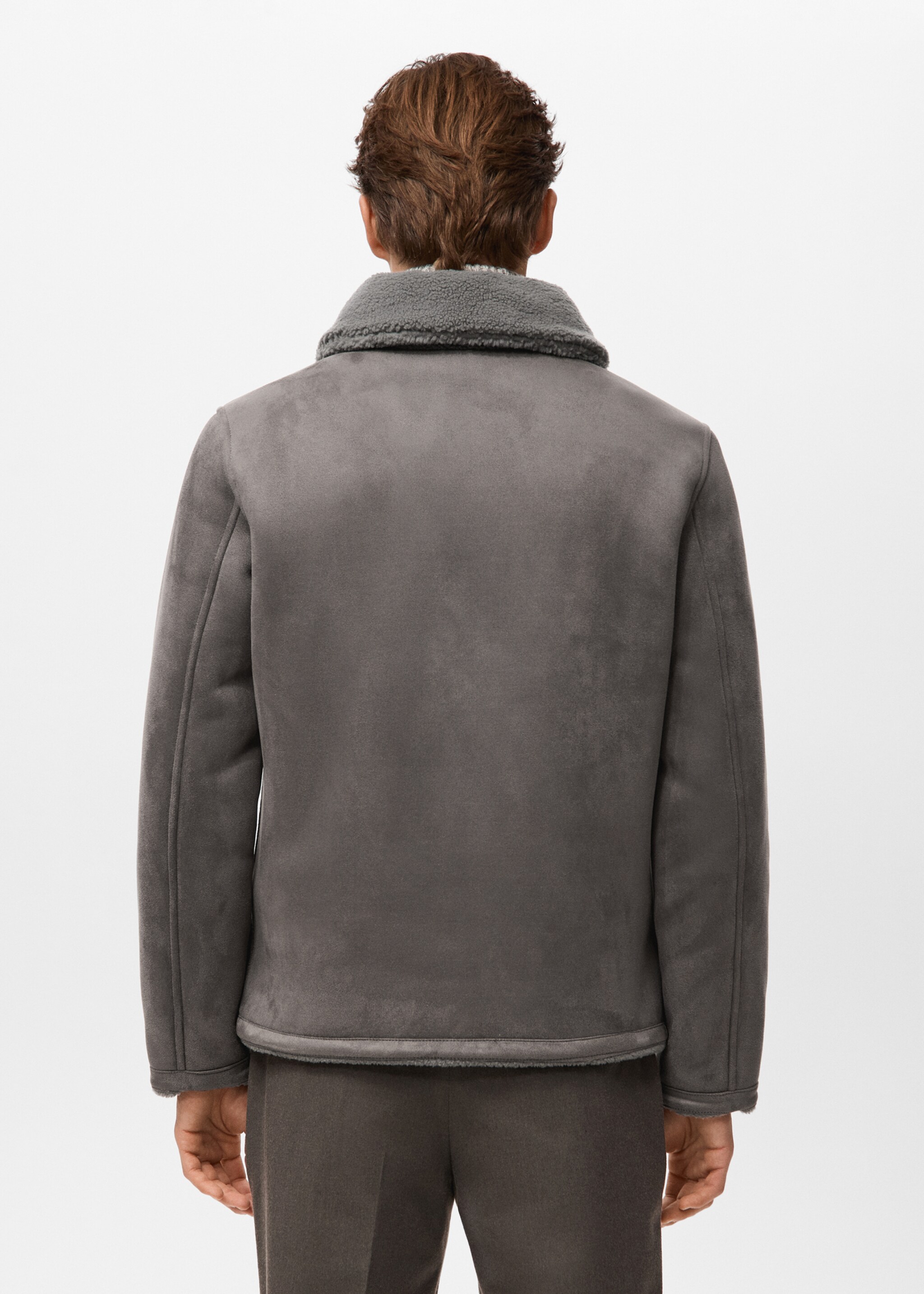 Double face jacket with fleece lining - Reverse of the article, Medium Heather Grey. Ref: 27031176-00.