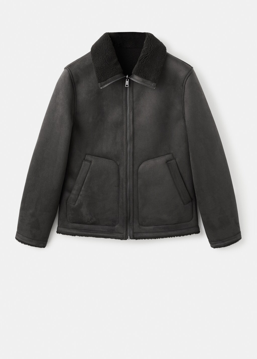 Shearling-lined faux-leather jacket - Men | MANGO India