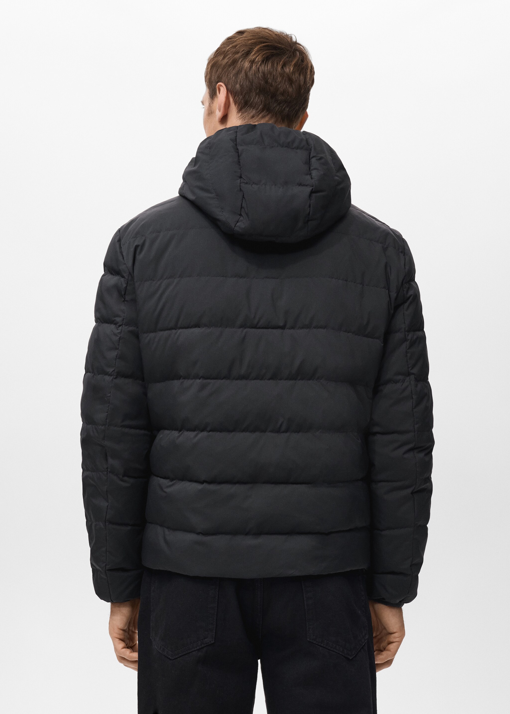 Quilted jacket with down and feather filling - Reverse of the article, Black. Ref: 27031178-00.