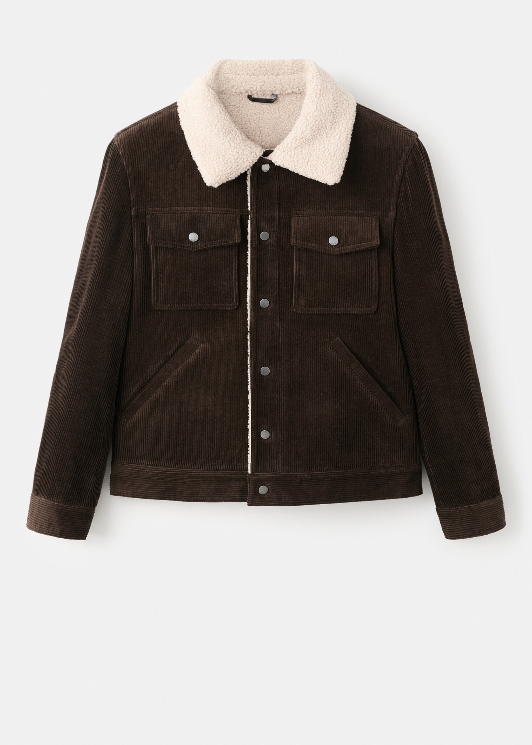 Blouson velours côtelé doublé imitation mouton - Article sans modèle, Chocolat. Ref: 27031179-00.