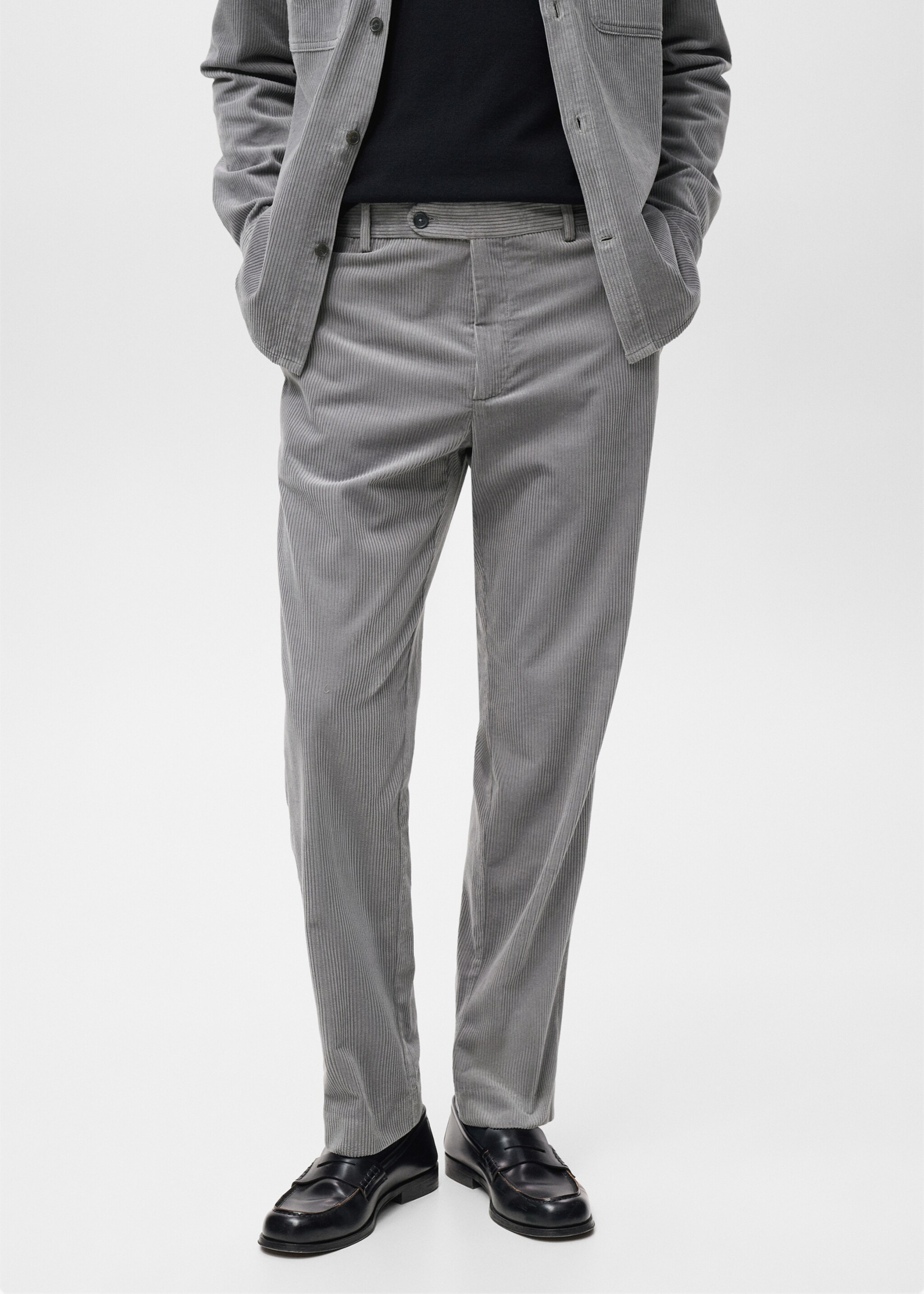 Corduroy regular-fit trousers - Medium plane, Light Heather Grey. Ref: 27031188-00.