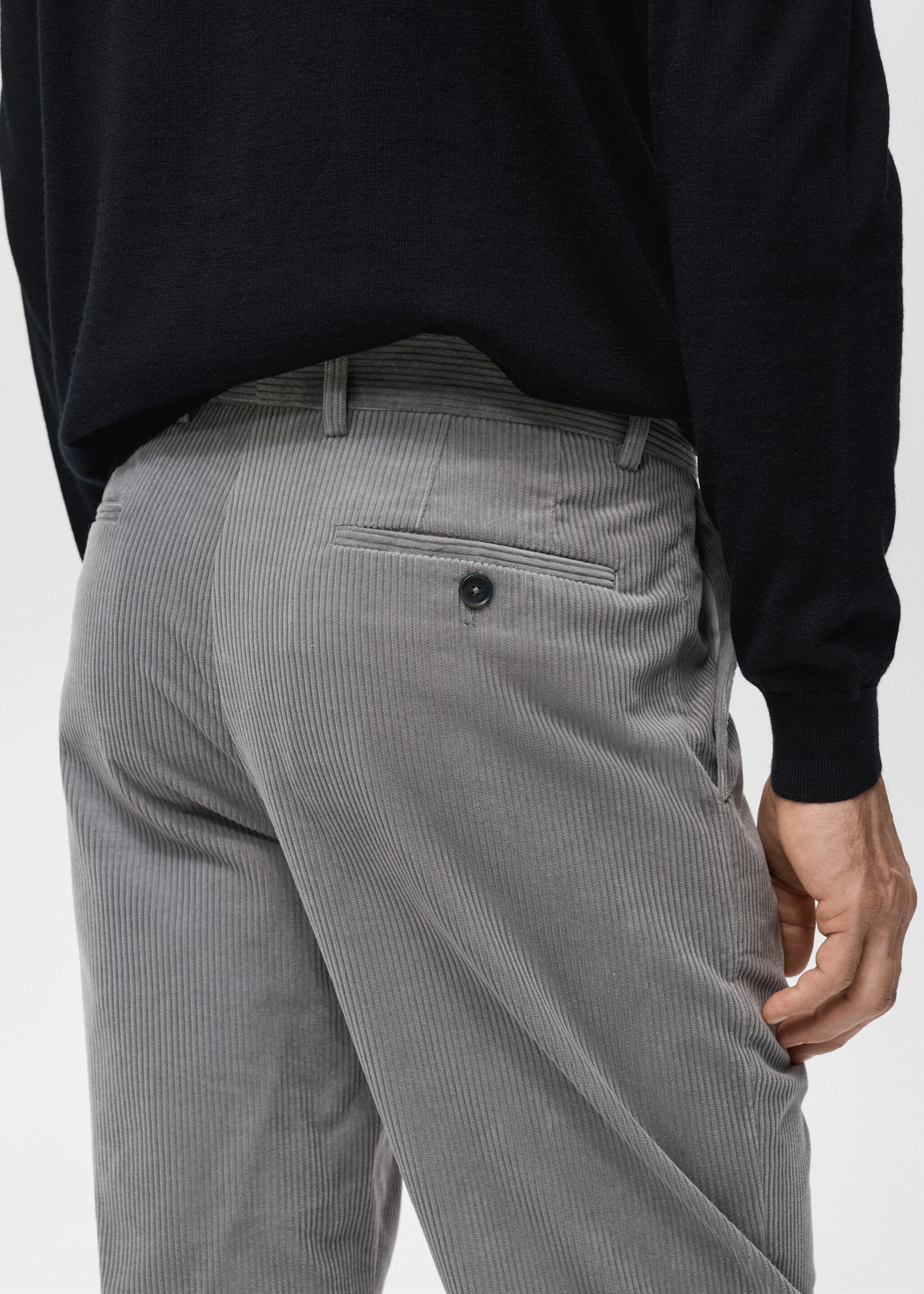 Corduroy regular-fit trousers - Details of the article 2, Light Heather Grey. Ref: 27031188-00.