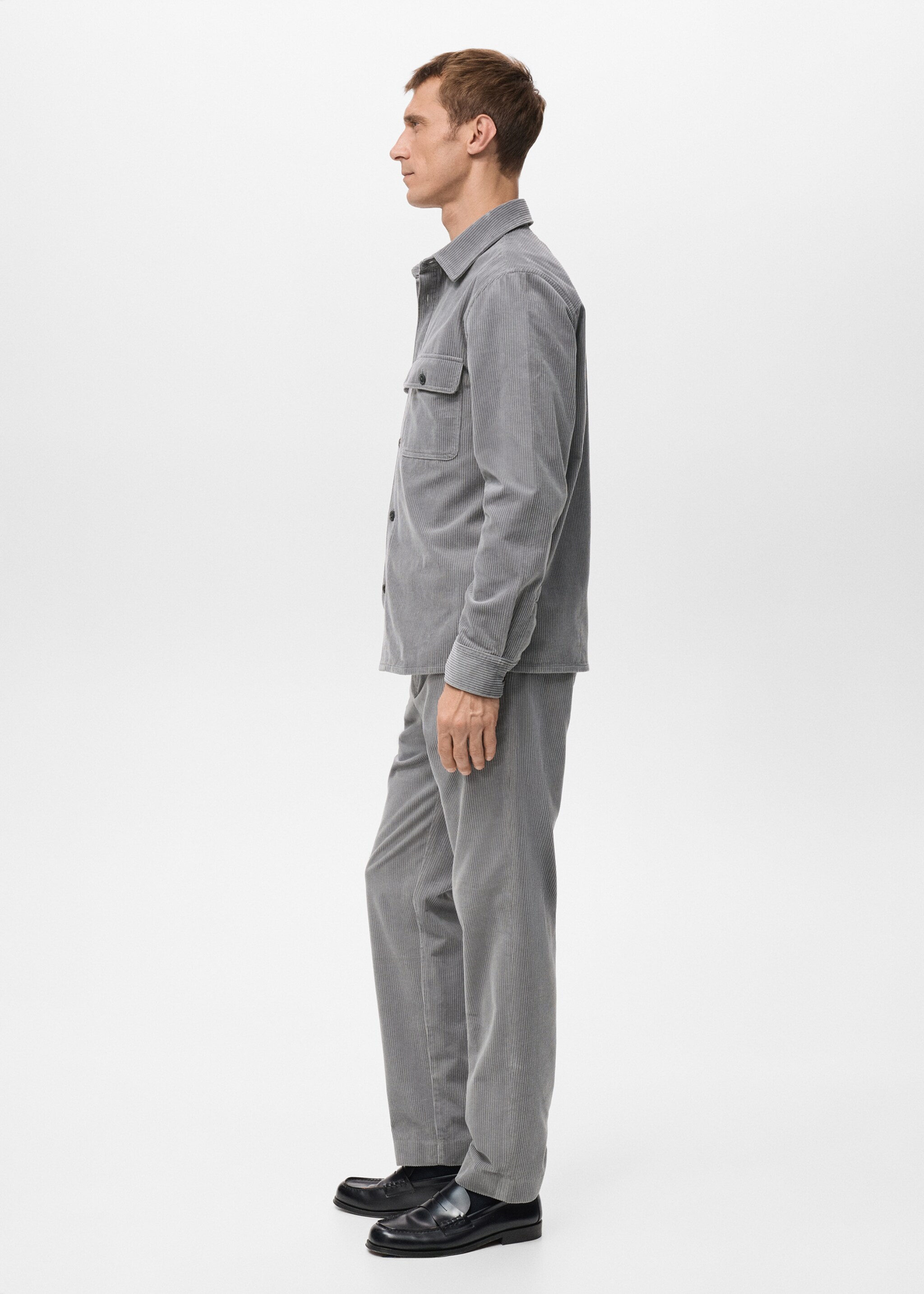 Corduroy regular-fit trousers - Details of the article 6, Light Heather Grey. Ref: 27031188-00.