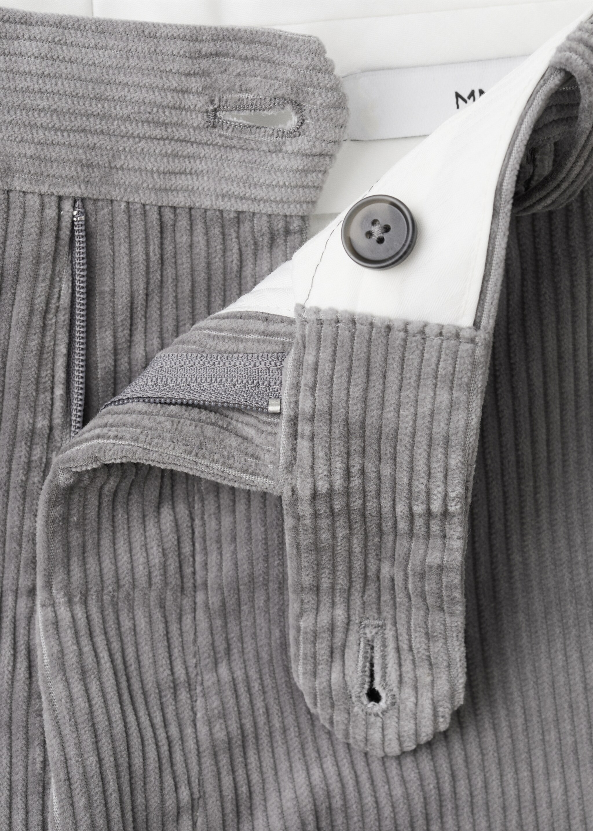 Corduroy regular-fit trousers - Details of the article 8, Light Heather Grey. Ref: 27031188-00.