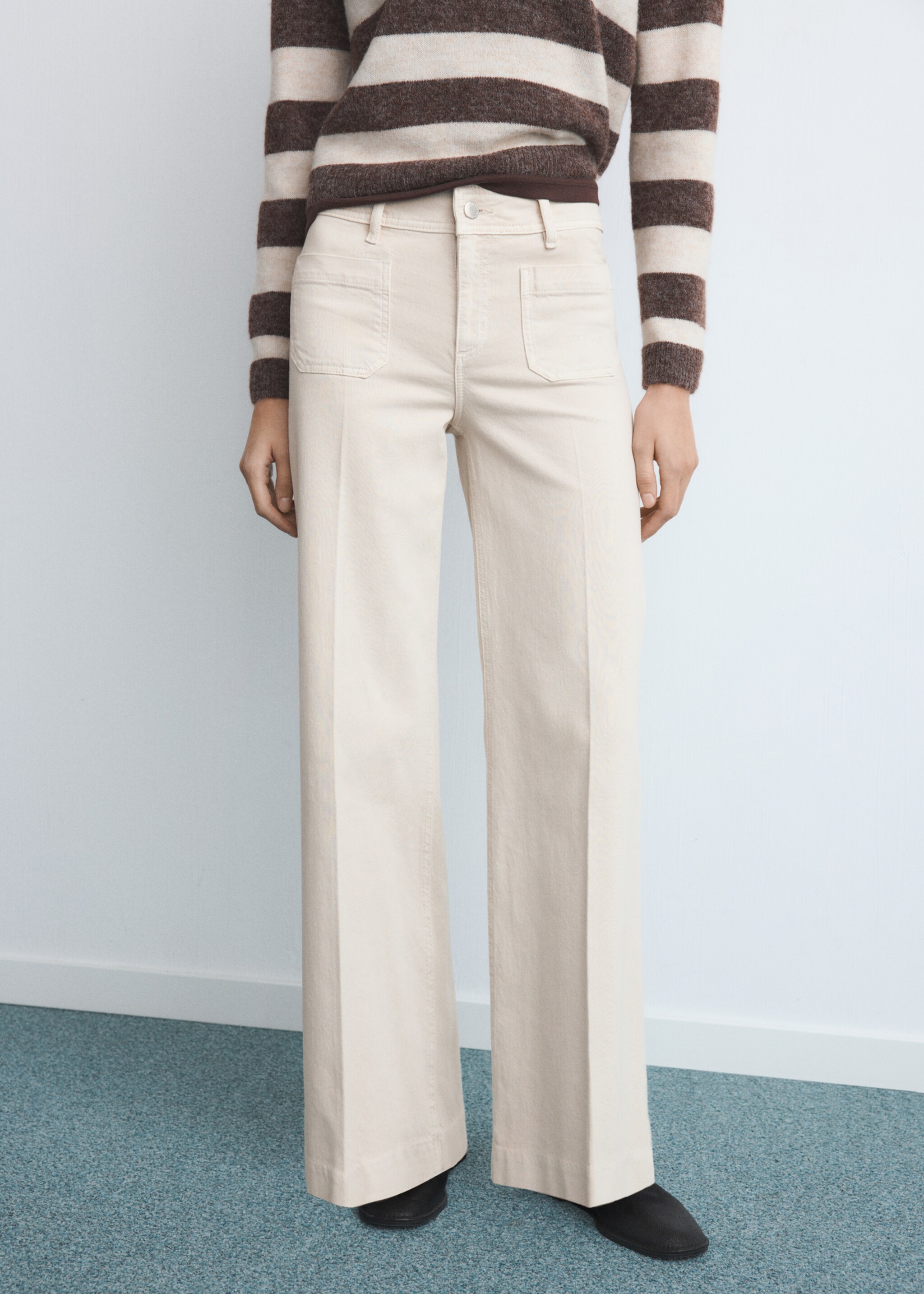 Wide-leg jeans with pockets - Medium plane, Sand. Ref: 27031190-00.