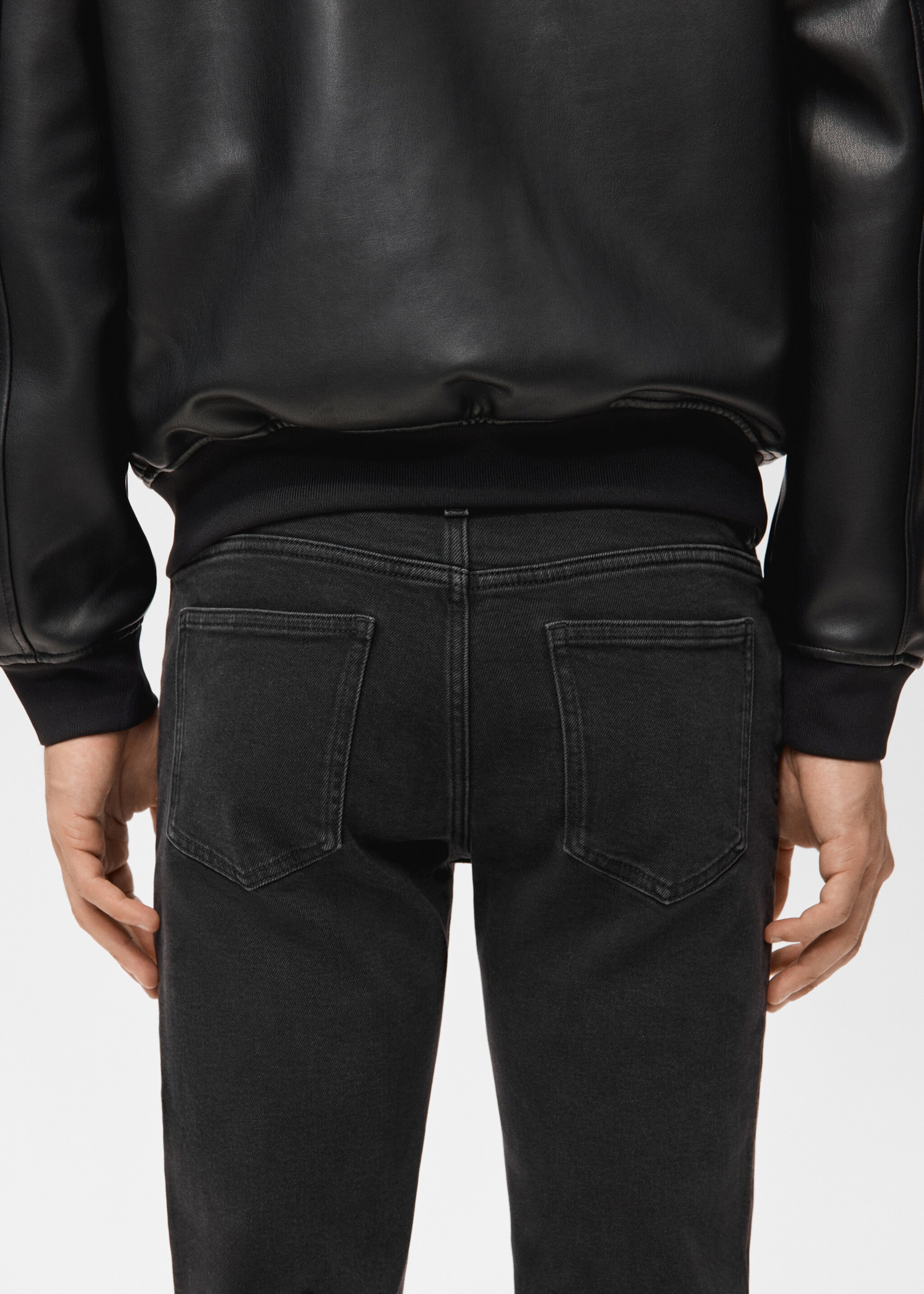 Slim fit black Jan jeans - Details of the article 6, Black denim. Ref: 27031196-00.