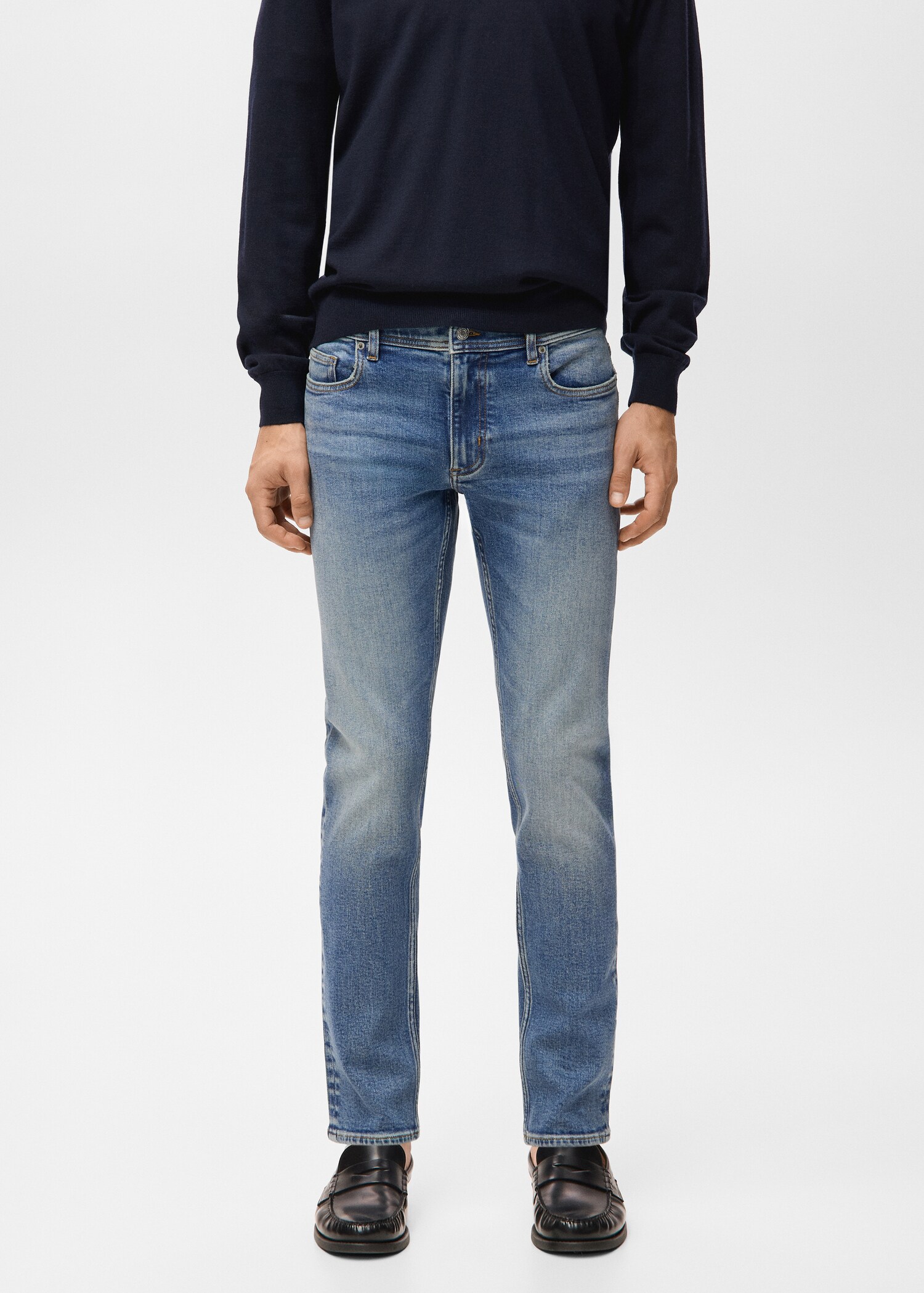Jan slim-fit faded dark-wash jeans - Medium plane