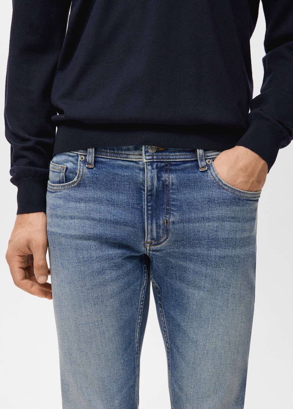 Jan slim-fit faded dark-wash jeans