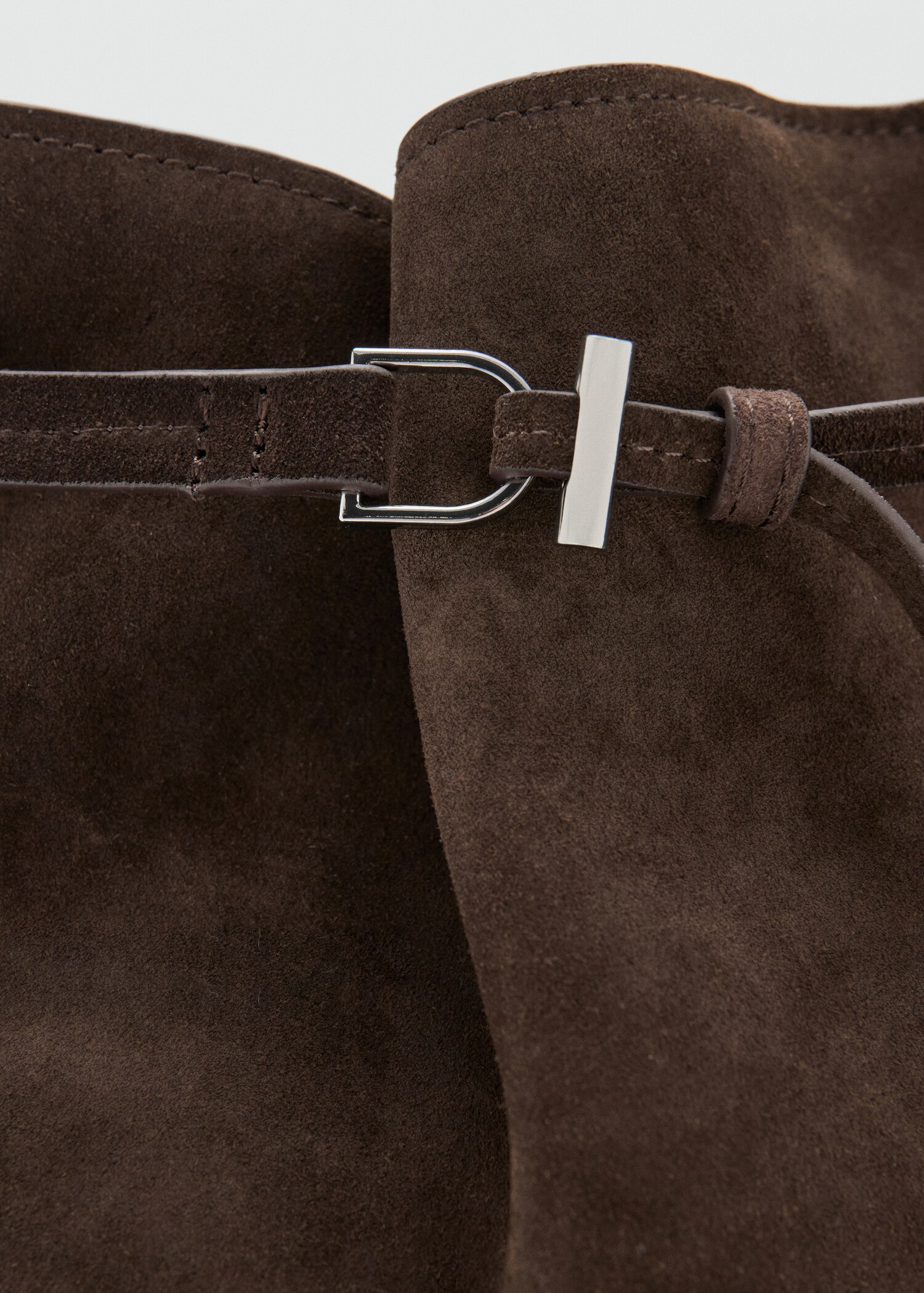 Suede bucket bag with buckle - Details of the article 1