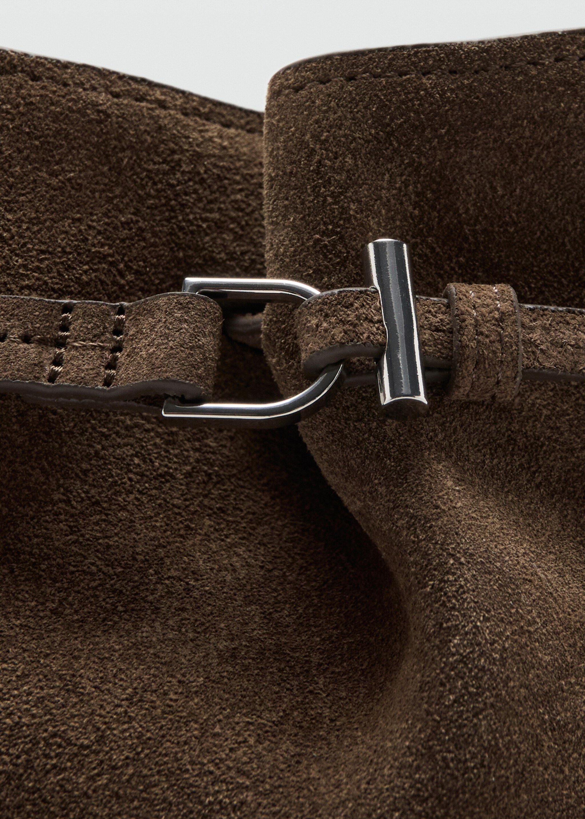 Suede shoulder bag - Details of the article 1, Brown. Ref: 27031213-00.