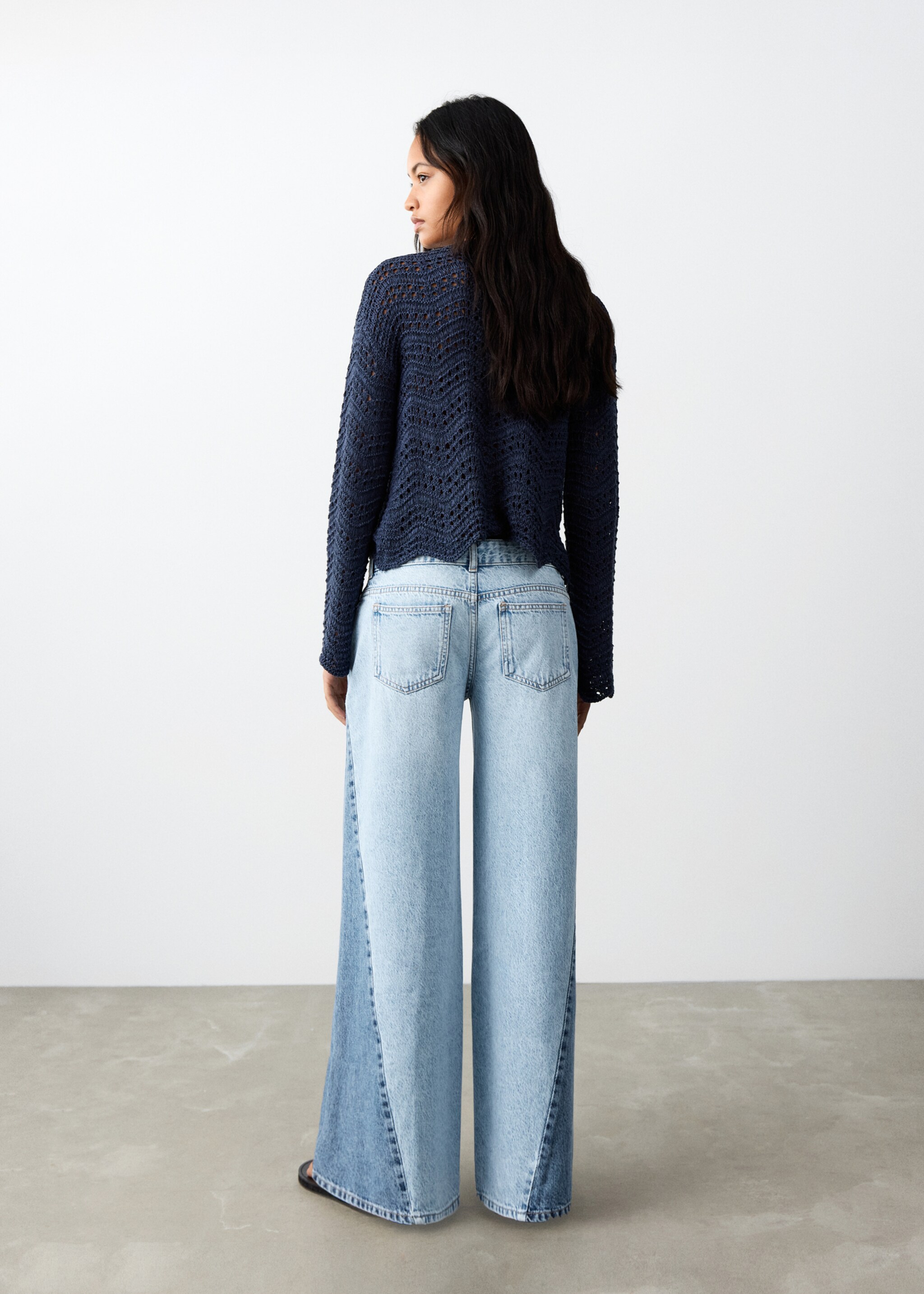 Bicolour wide-leg jeans - Reverse of the article, Medium Blue. Ref: 27031214-00.