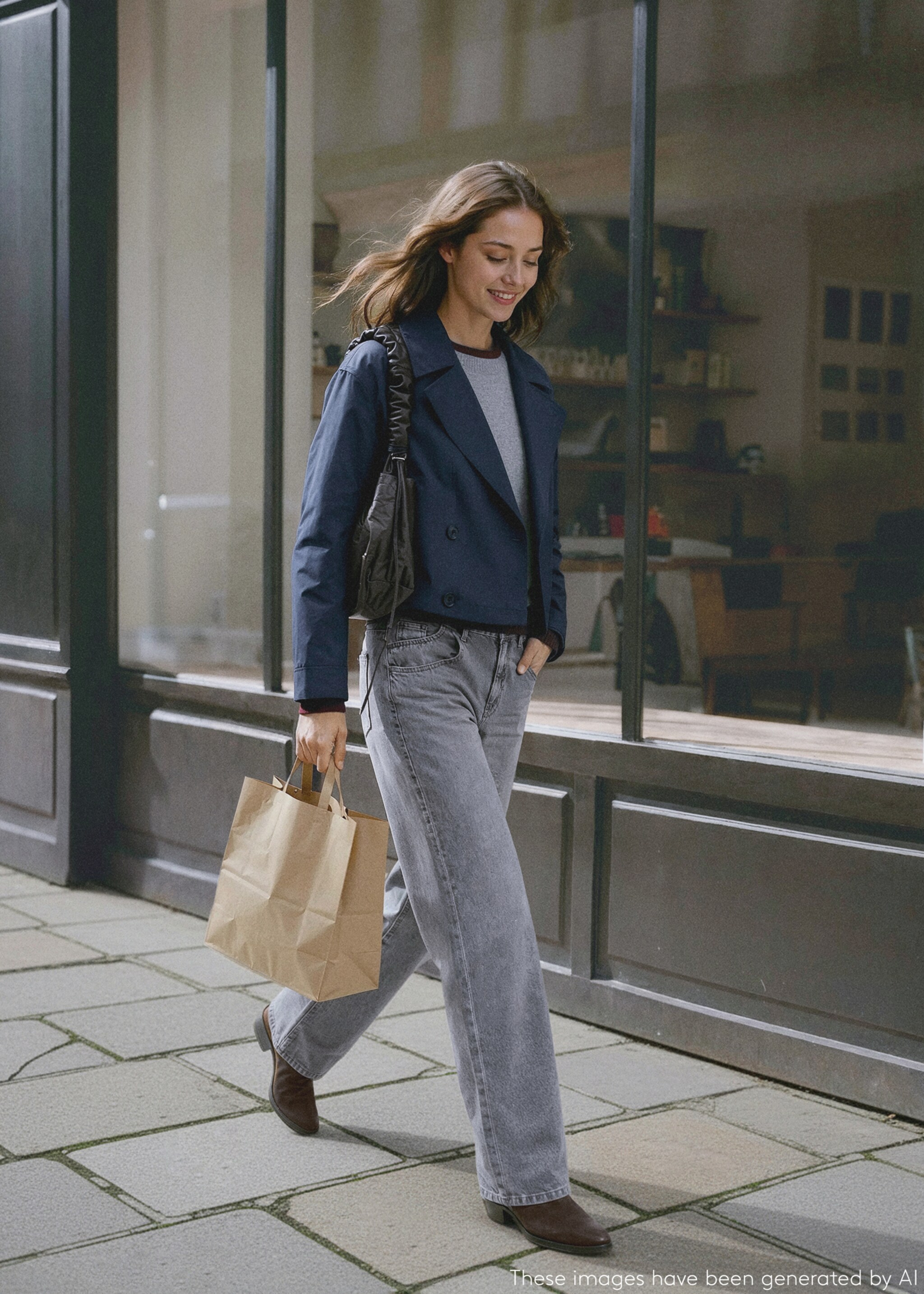 Low-waist straight-leg jeans - Details of the article 5, Denim Grey. Ref: 27031216-00.