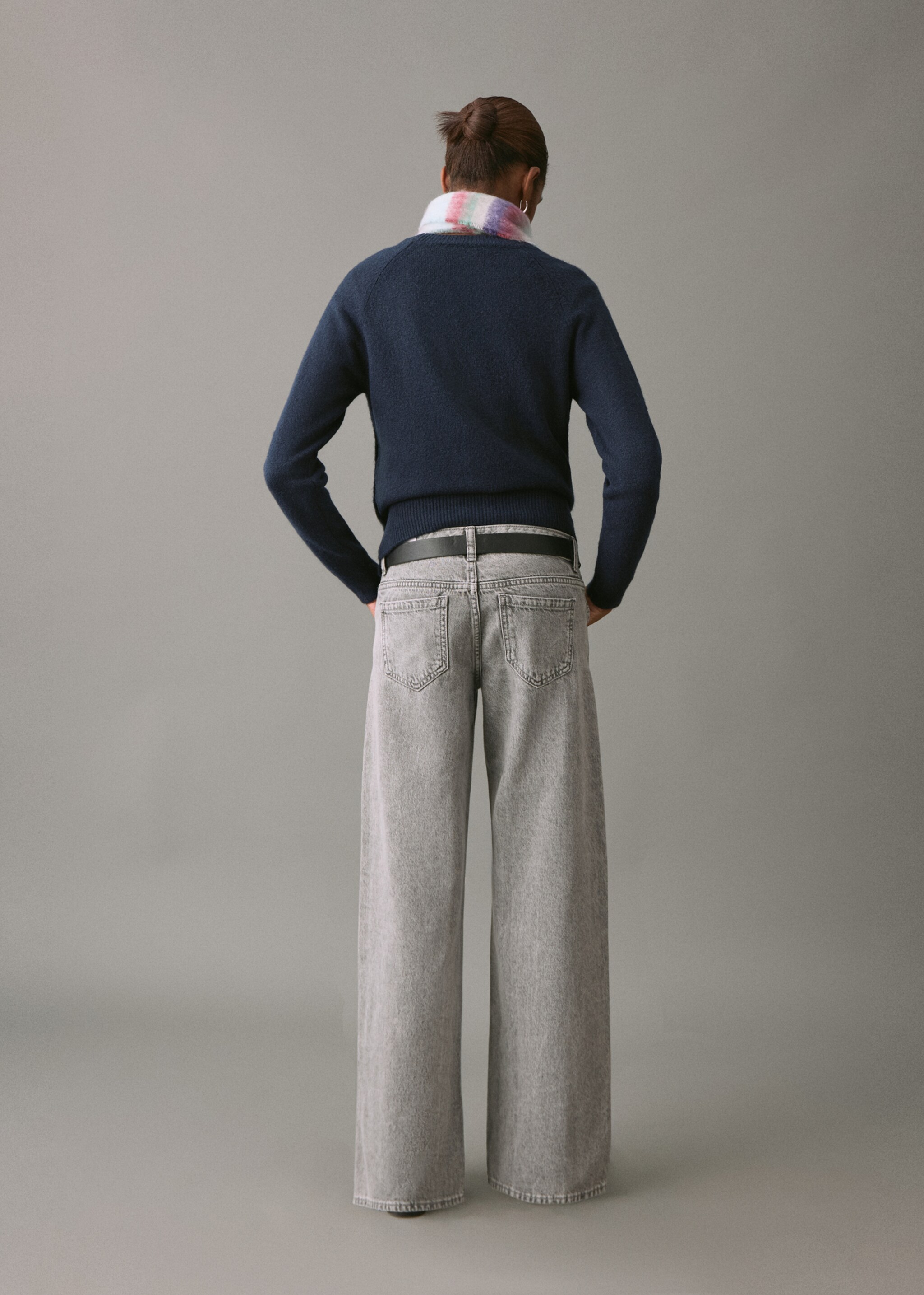 Jean taille basse coupe droite - Verso de l’article, Gris denim. Ref: 27031216-00.
