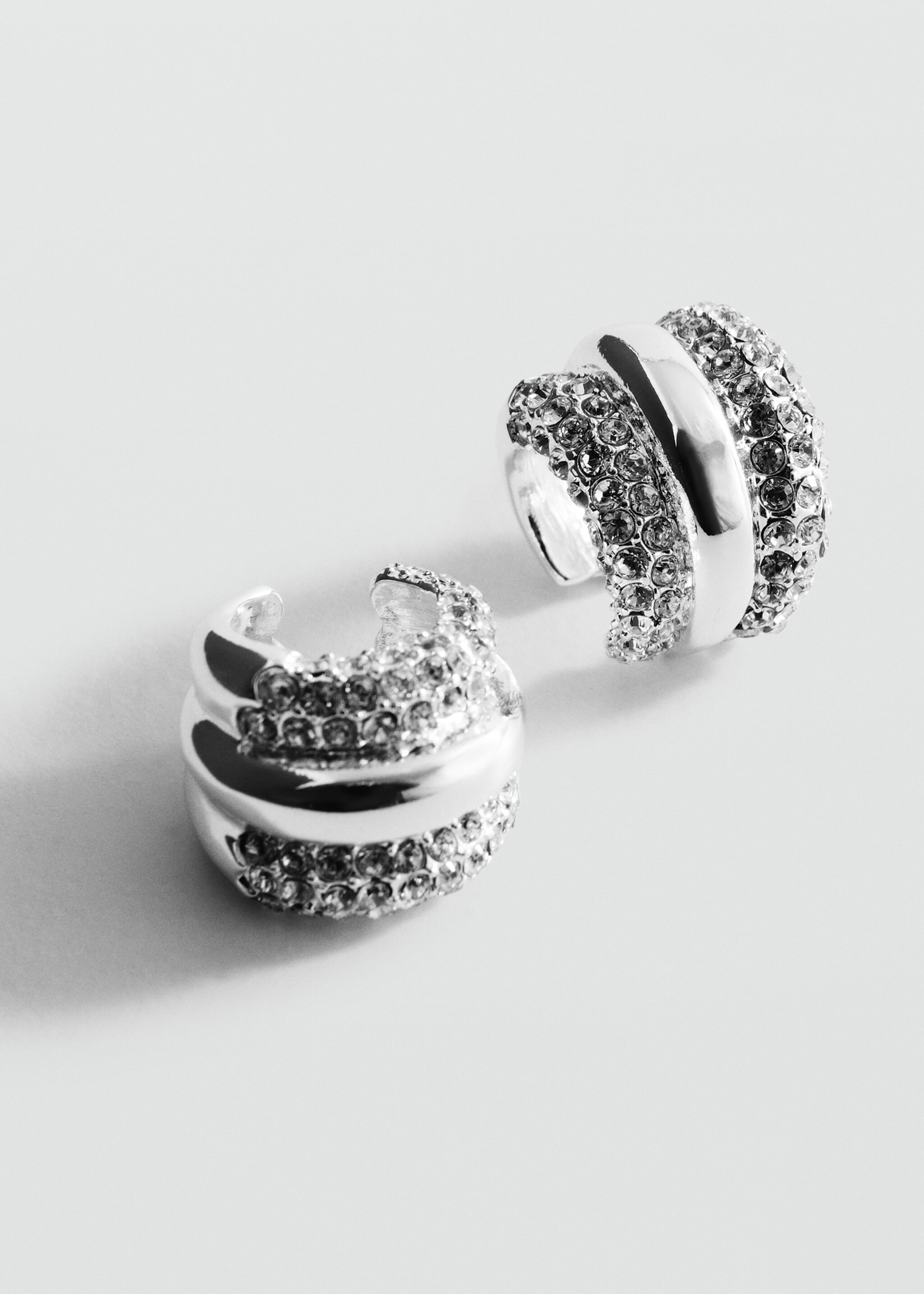 Crystal ear cuff earrings - Medium plane, Silver. Ref: 27031223-00.