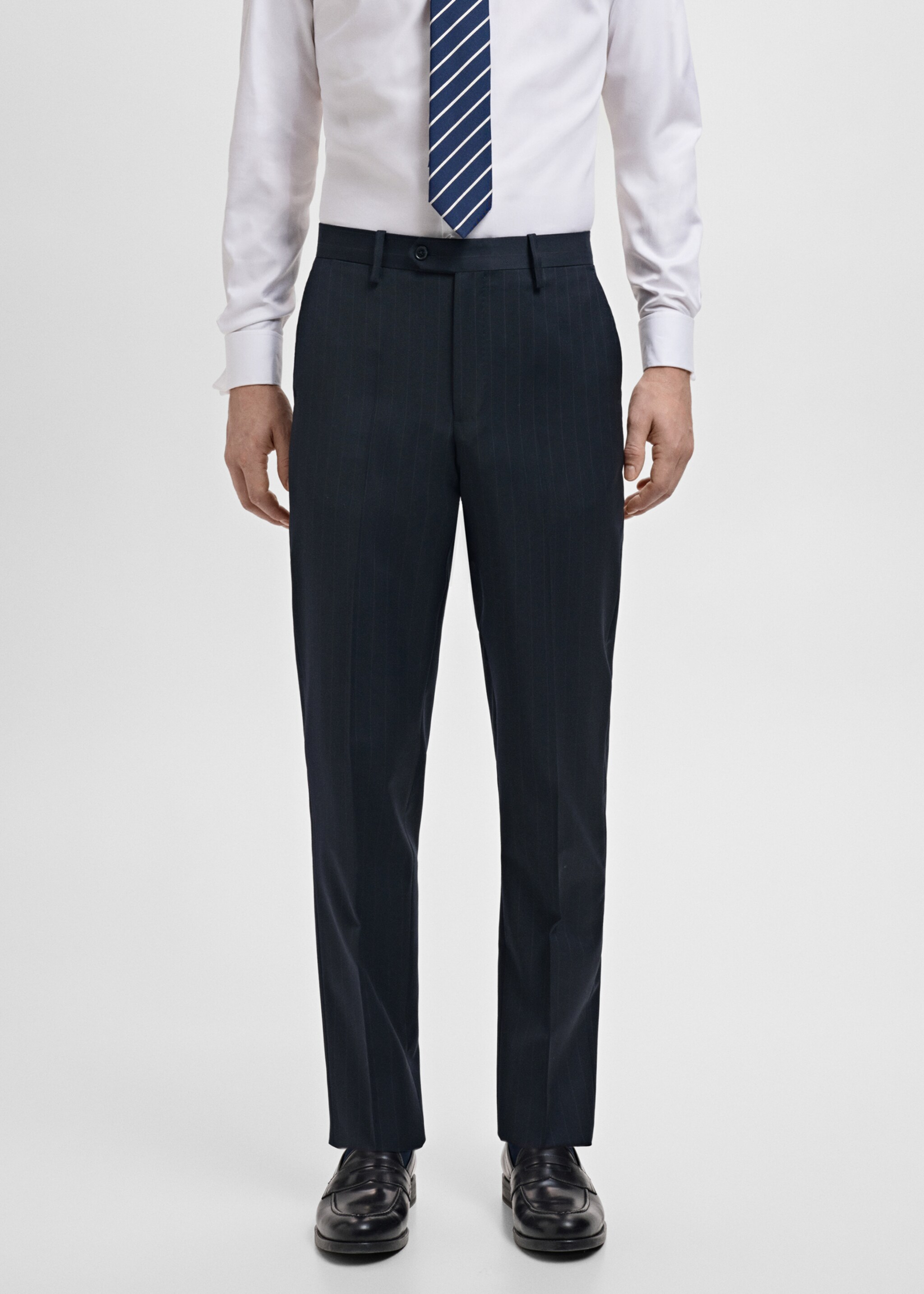 Pantalon costume Venecia 100 % laine vierge - Plan moyen, Bleu marine. Ref: 27031228-00.