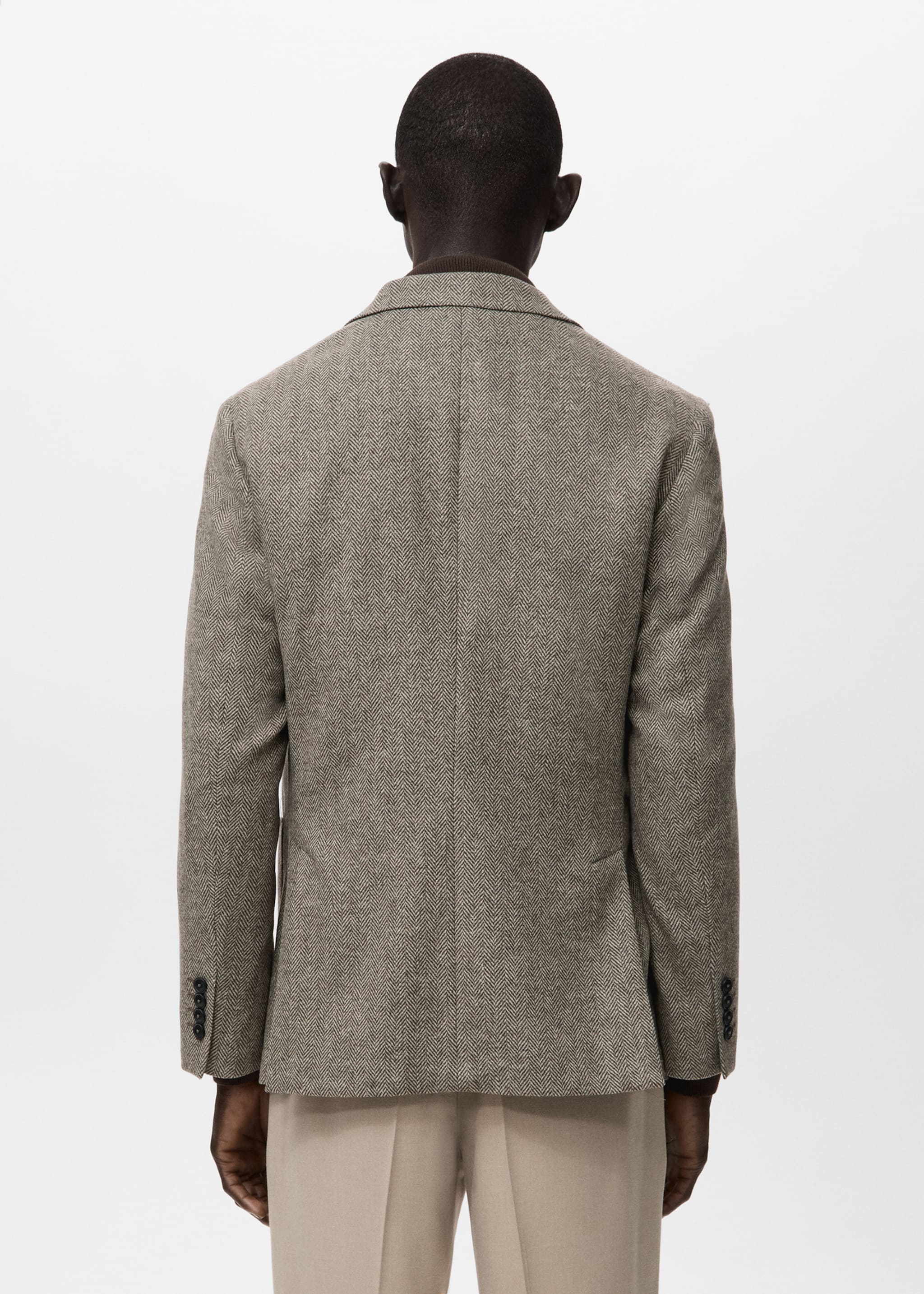Slim fit wool blend blazer - Reverse of the article, Brown. Ref: 27031230-00.