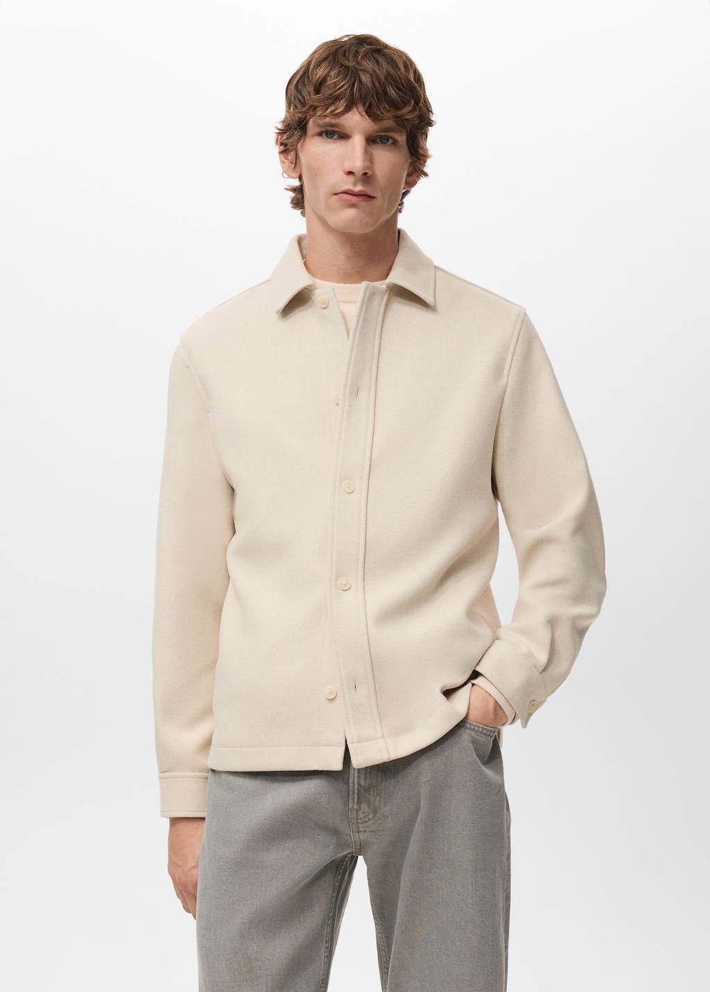 Wool overshirt with buttons